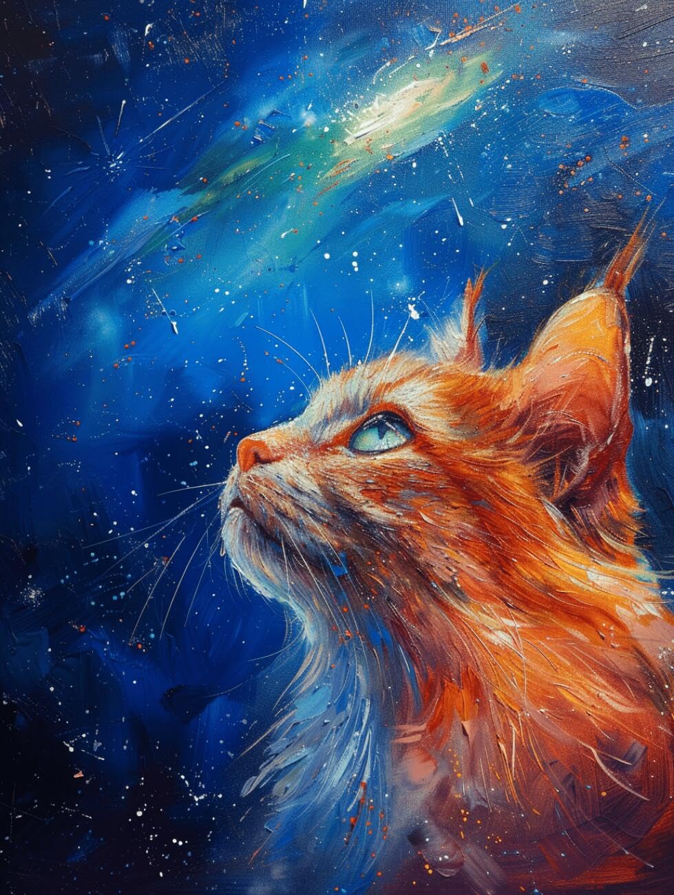 AMBATTERY Animal DIY Bead Embroidery Kit Cats and The Stars Beadwork Craft Kit for Beginners,Needlework Set,Preprint Pattern Decor Wall Art 60x80cm