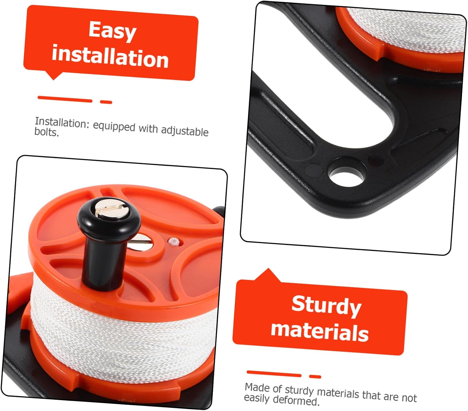 Abaodam 46m Heavy Duty Diving Reel Handle Thumb Stopper Line Reel for Scuba Essential Dive Gear