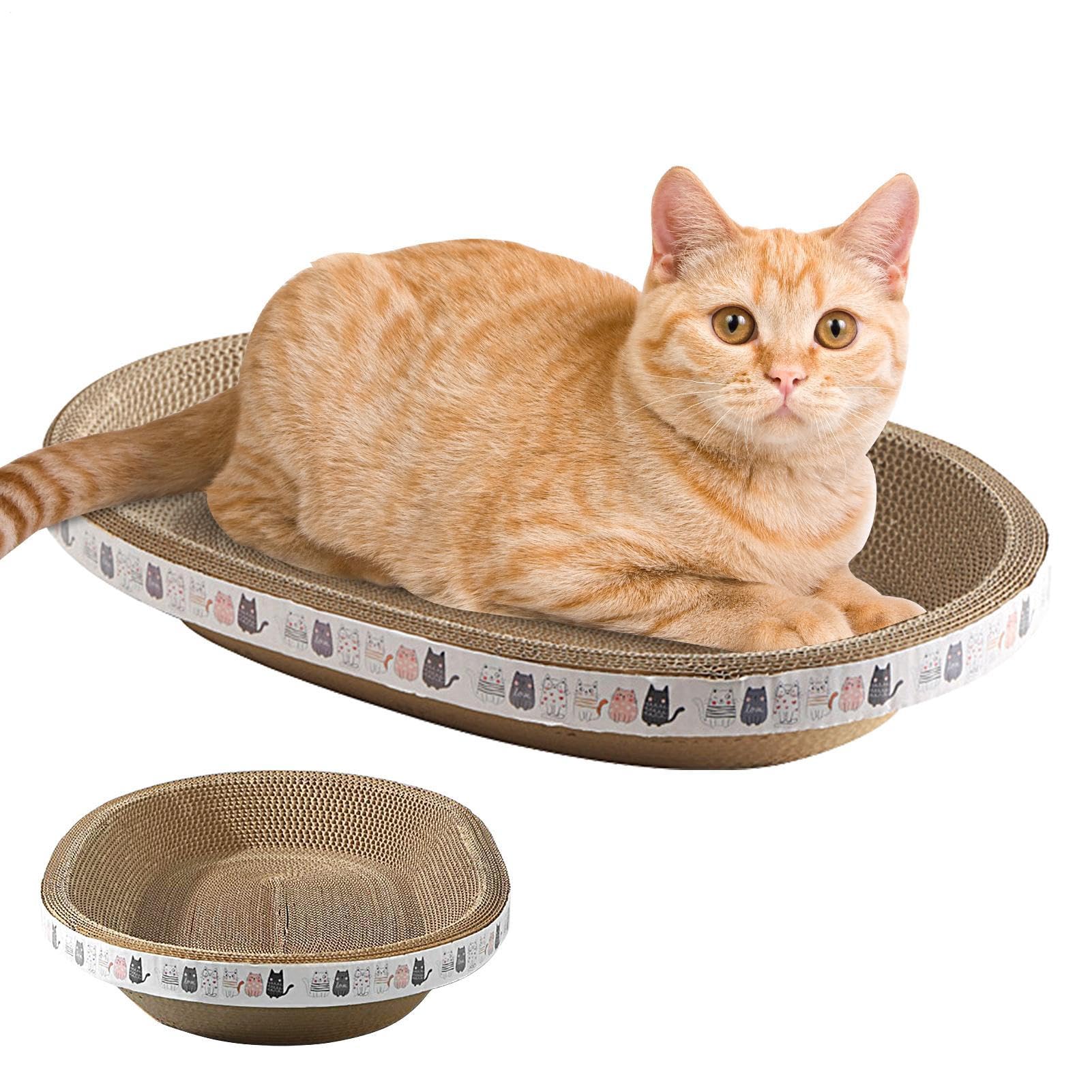High-Density Oval-shaped Cat Scratcher Cardboard For Cat Scratch, Scratching Pad, Furniture Scratching Posts For Indoor Ca-t Sleeping