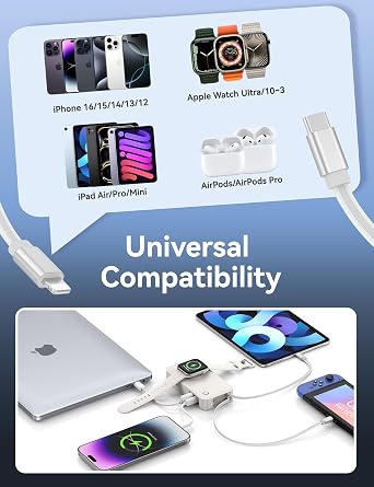 RORRY Portable Charger, 10000mAh 30W Power Bank with Retractable Cables