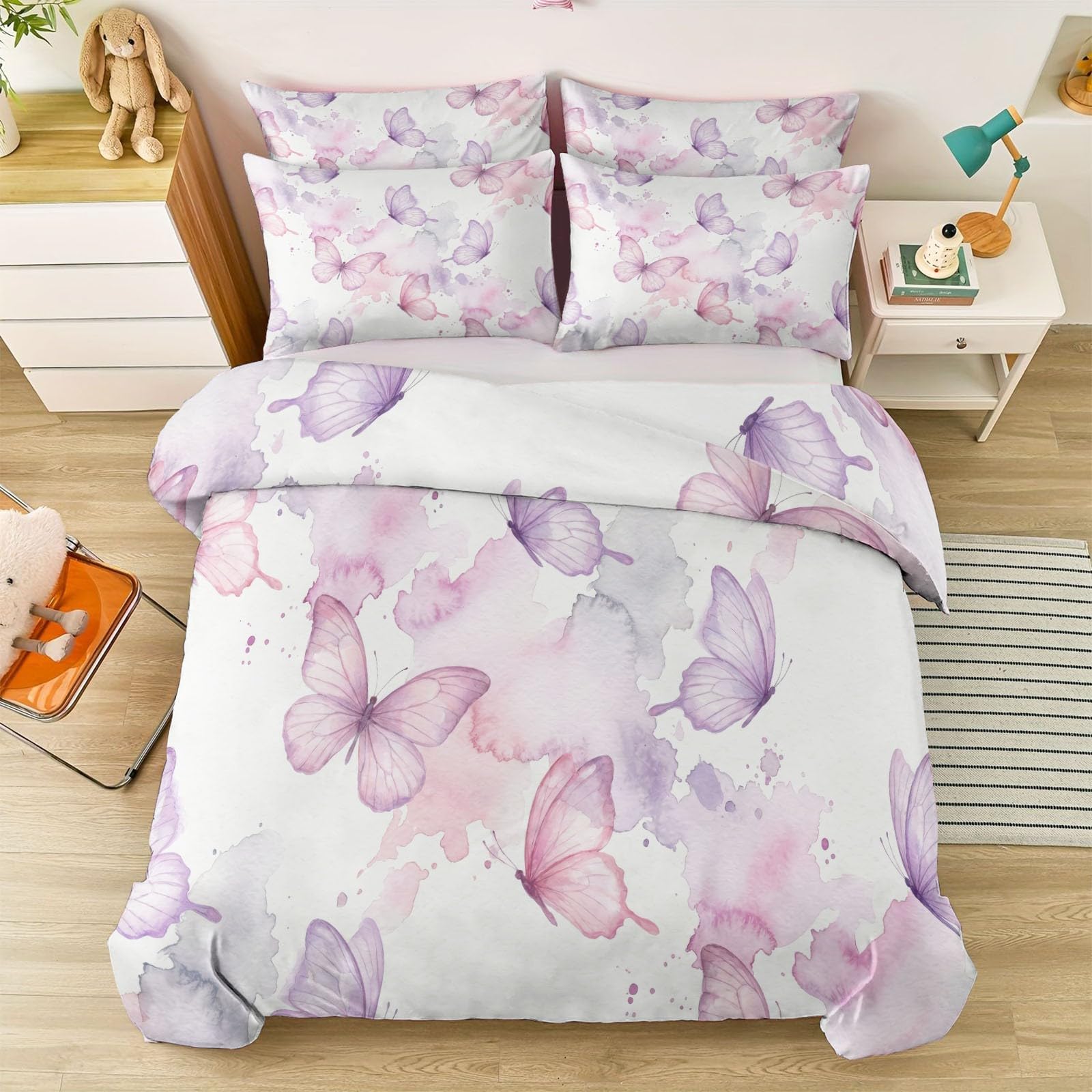 Housse de Couette Réversible avec Fermeture Éclair Facile pour Lit Adulte 240 x 260