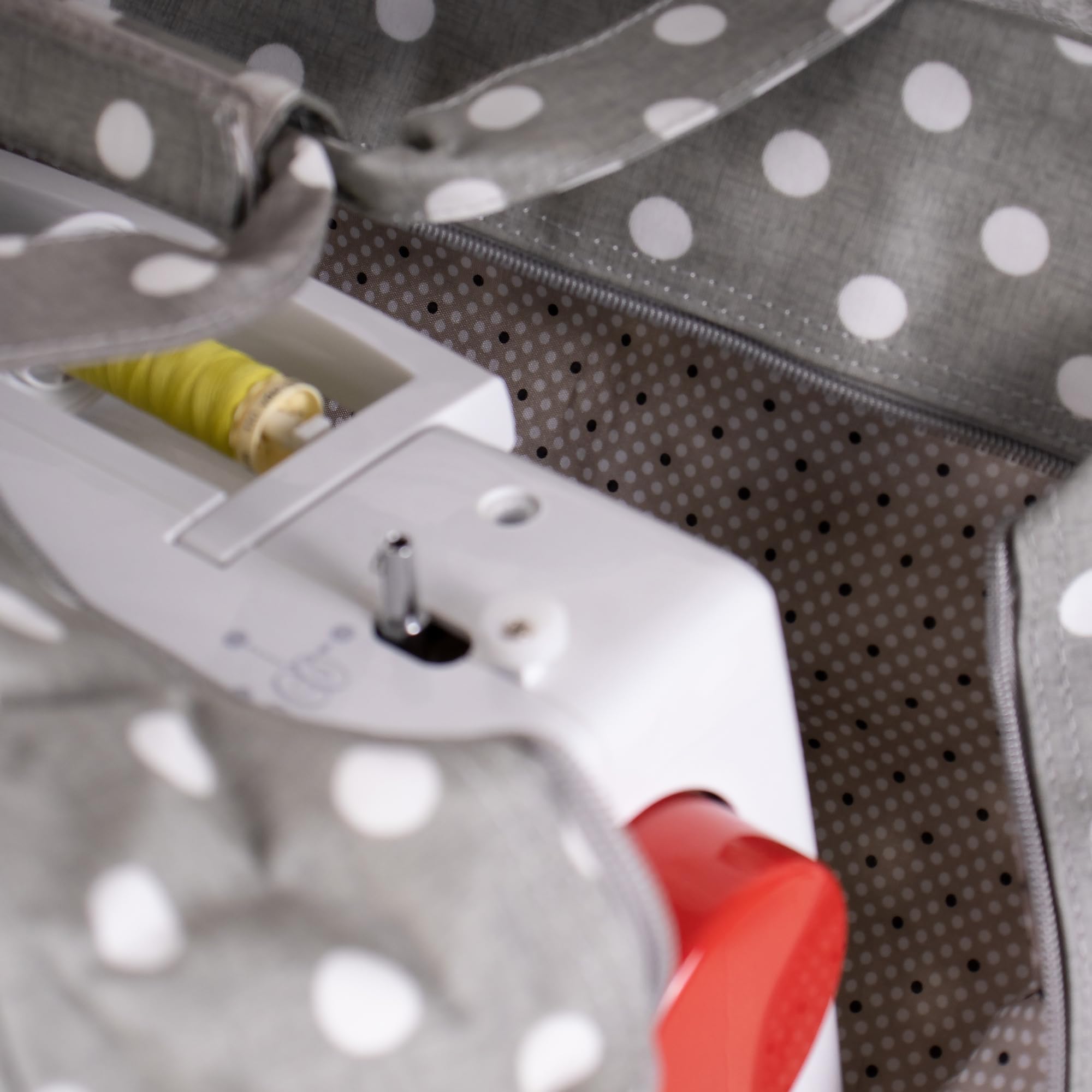 Hobby Gift MR4660 8 Value Collection: Nähmaschine Beutel: Matt PVC: Grau Leinen, Baumwolle, Grey Polka Dot, 20 x 43 x 37 cm