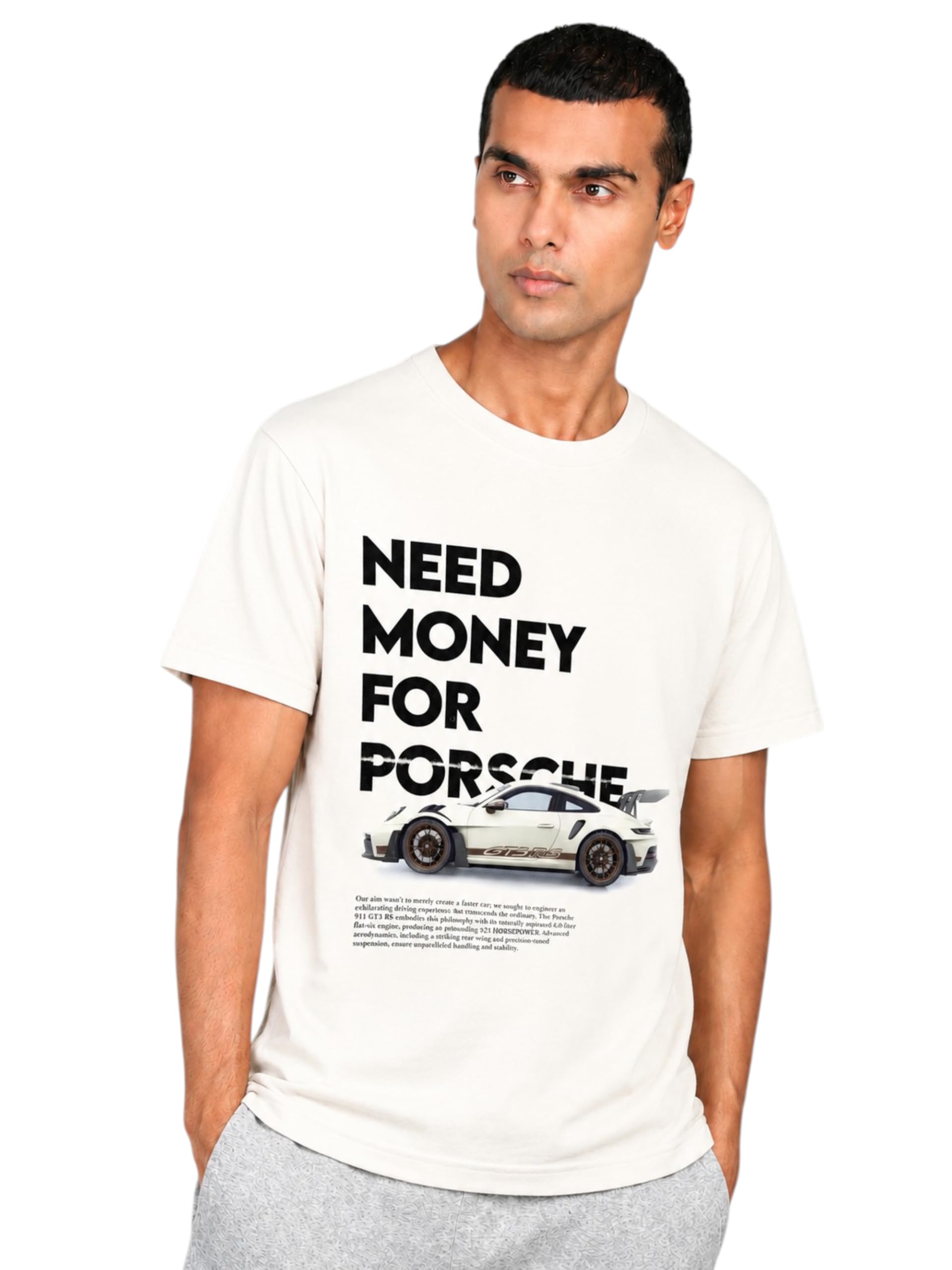 Men's Trendy Round Neck Printed T-Shirt | Car Graphic Print, Round Neck-image-25