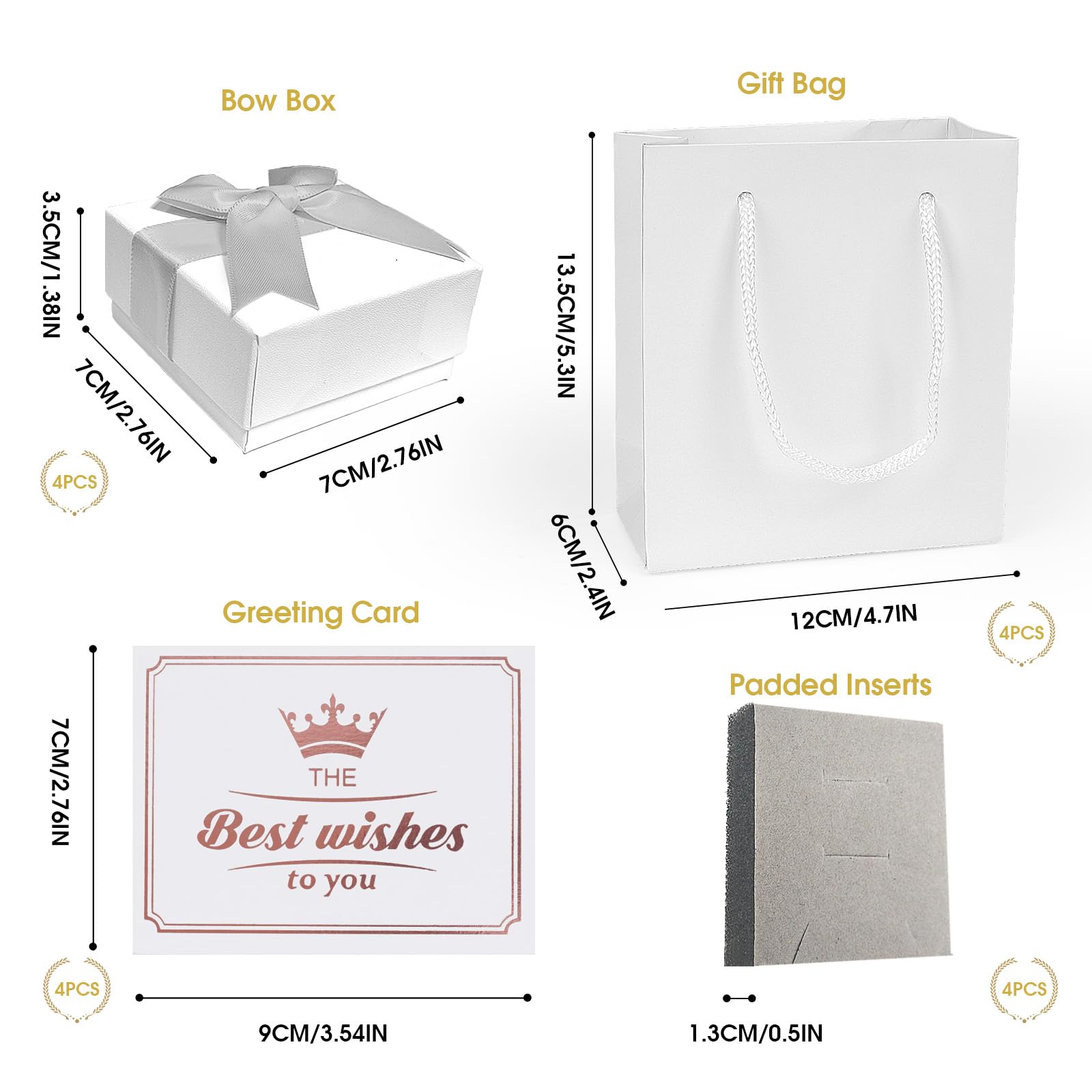 Confezione da 2 scatole regalo per gioielli, 7,5 x 7,5 x 3,5 cm
