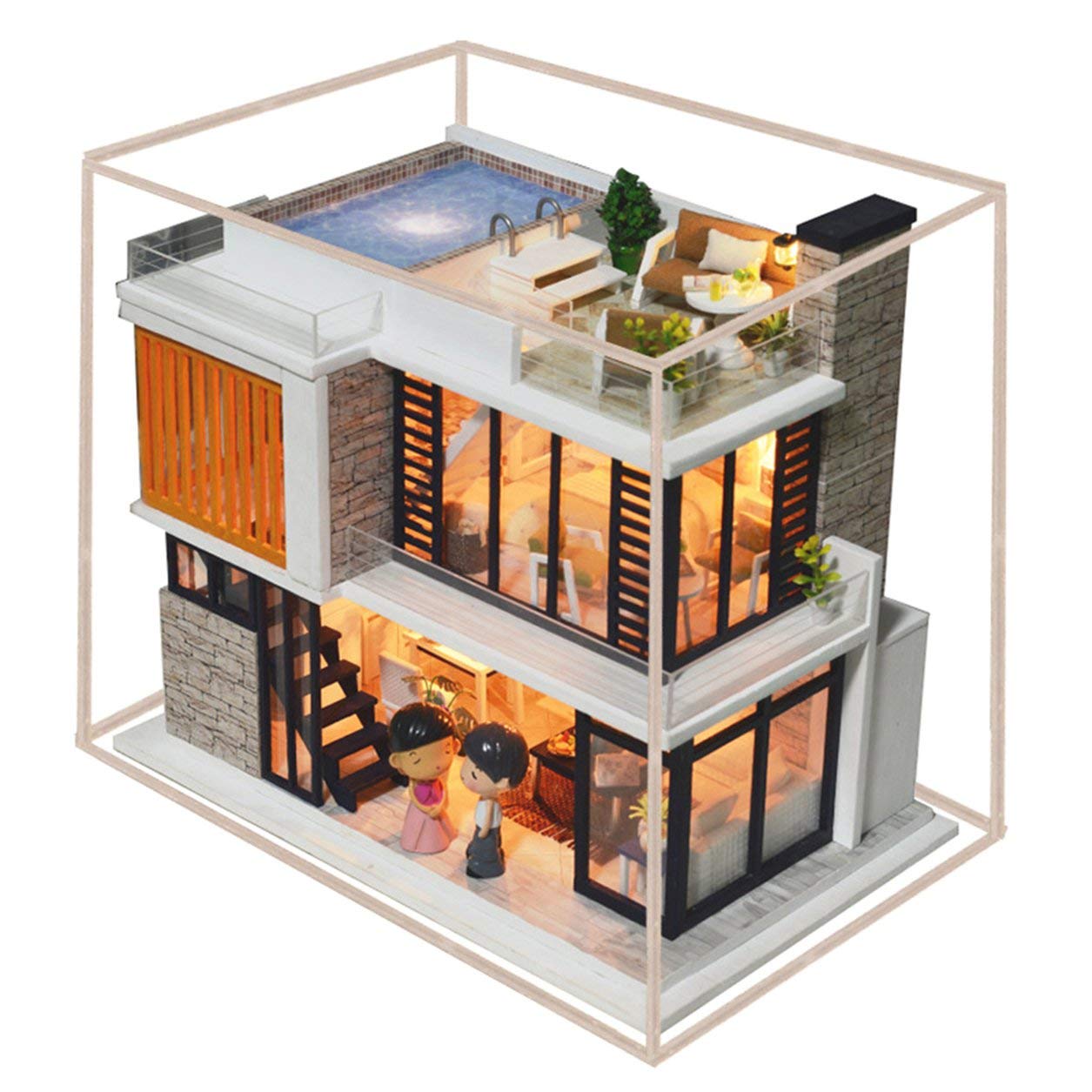 Khushamdid-AE Diy Cottage Villa Handmade Florence Assembled Model Assembled Toys Wooden Model Toy Gifts For Children K-036 With Cover