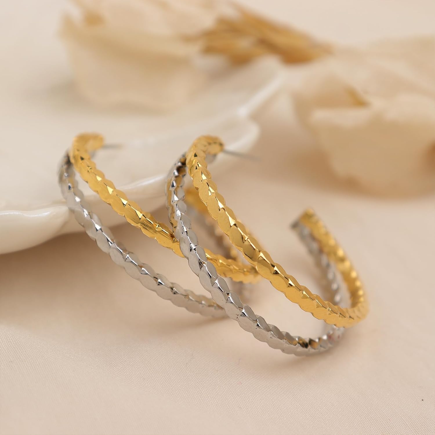 Chunky Gold Hoop Earrings for Women, Trendy Statement Earing Prom Holiday Prom Accessories Fashion Jewelry Birthday Gift - Image 7