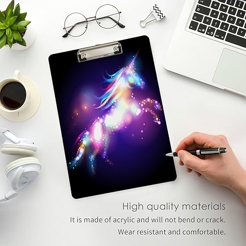 Miniatura 2 de Portapapeles de plástico con diseño de galaxia estrellada de unicornio, diseño de moda, para estudiantes, niños, mujeres y hombres, tablero de clip