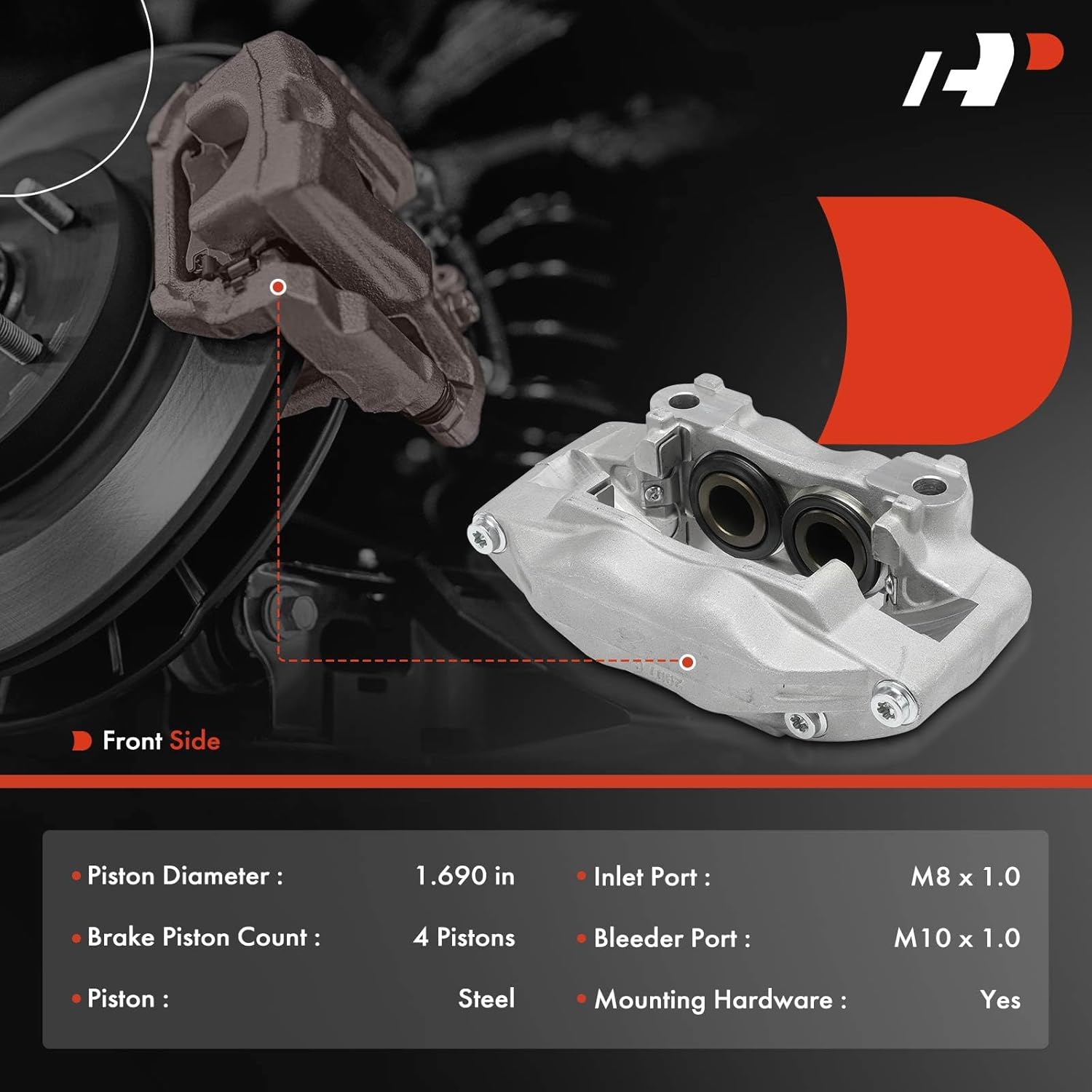 A-Premium Disc Brake Calipers Assembly with Bracket Compatible with Acura RL 2005-2012 - Front Driver and Passenger Side, 2-PC Set