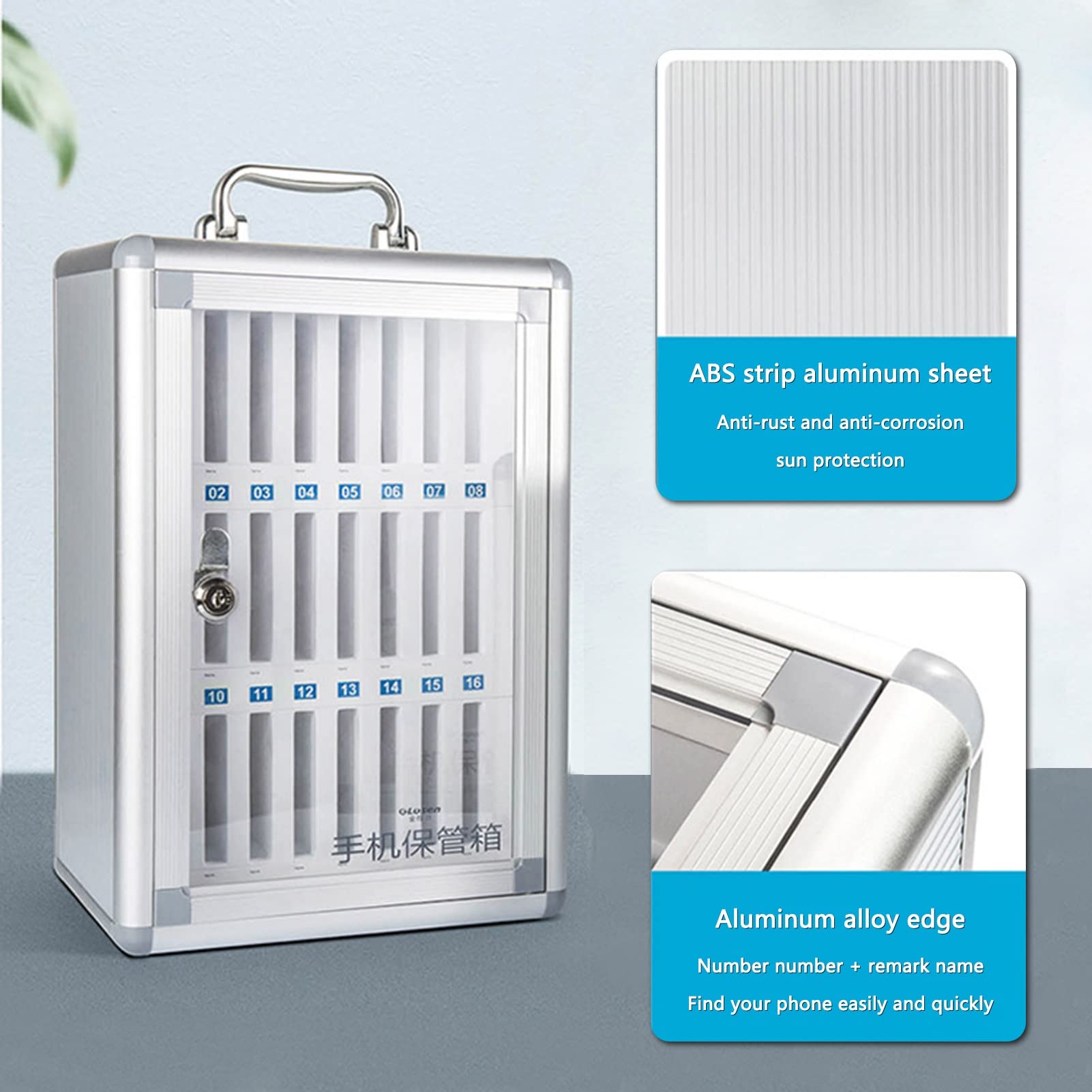 las de teléfono montadas en la pared armario de almacenamiento de aleación de aluminio con asa y bloqueo de seguridad para teléfonos y opces de color seguras de 24 bits ideal para un