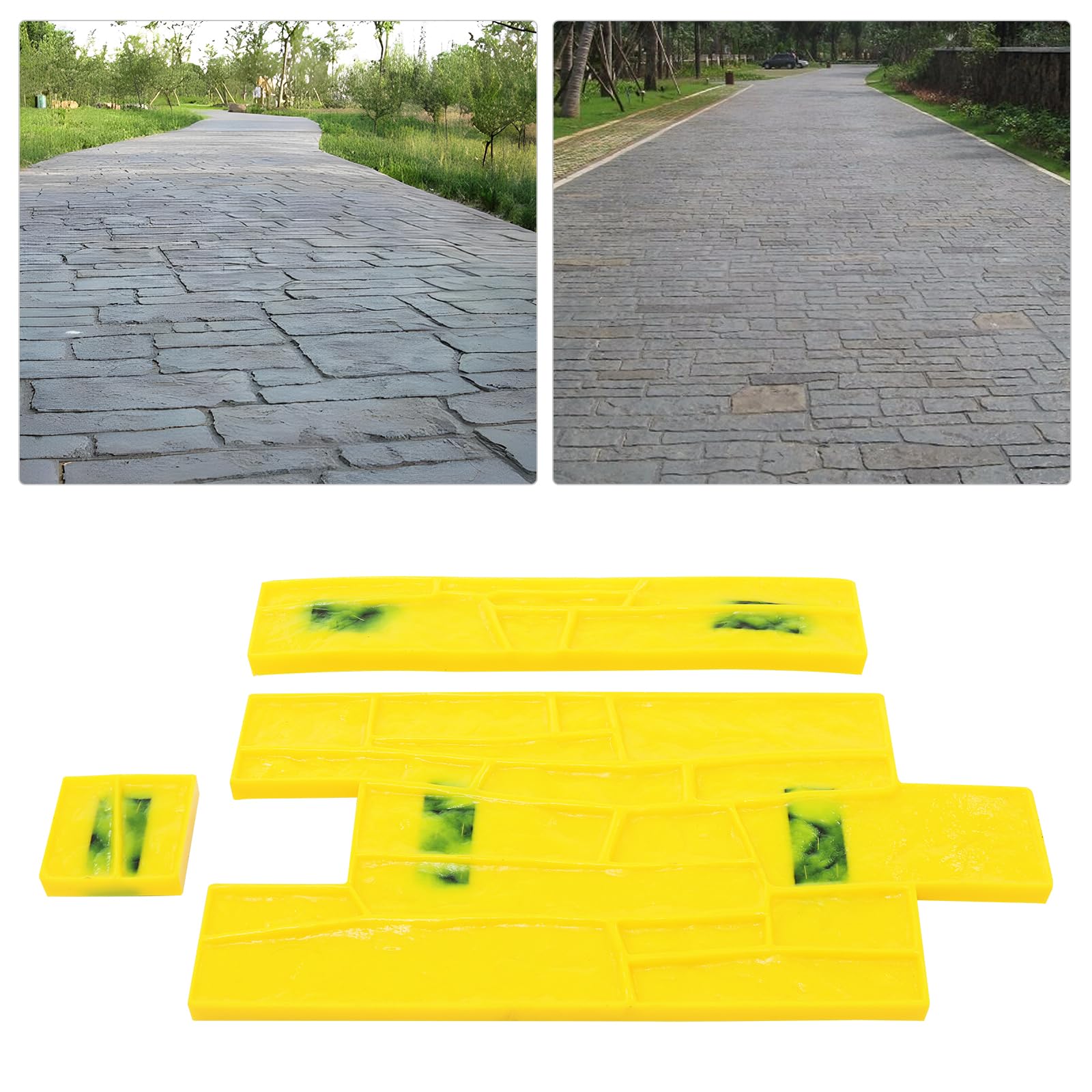 3 Pcs Concrete Texture Mats, Professional PU Concrete Stamping Kit, Large Rock Texture Mats for Driveways Patios Garden Walls Floors, No Assembly