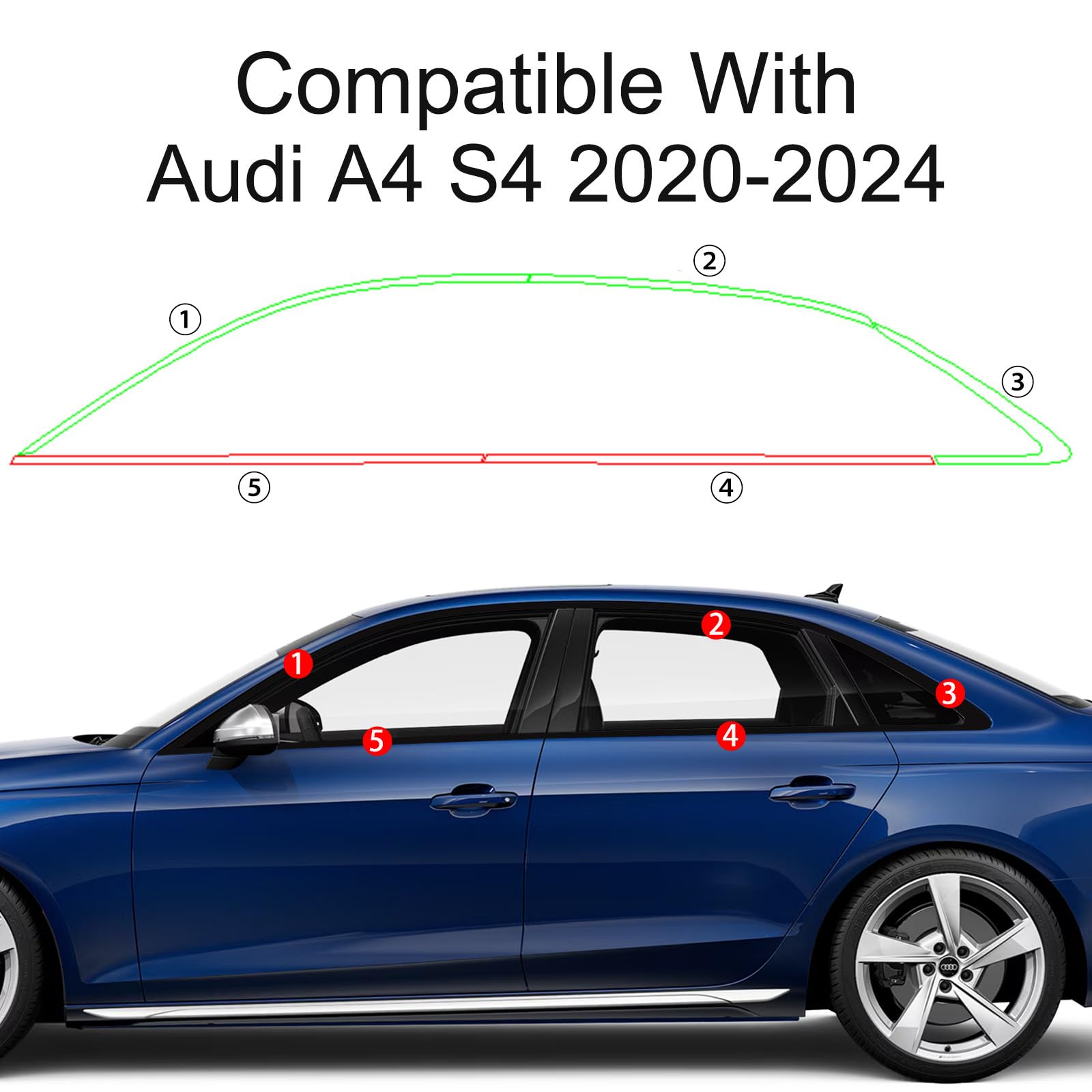 Amazon | アウディ A4 S4 セダン 2020-2025 クローム削除ブラック
