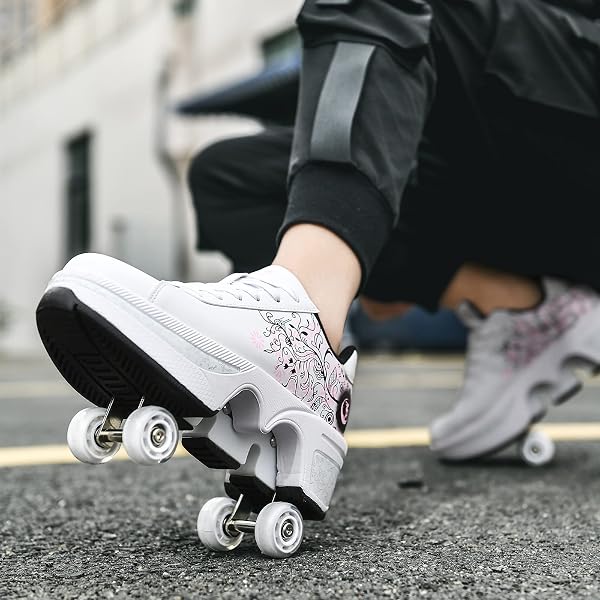 Chaussures à roulettes Unisexes Chaussures de Skate et Baskets 2 en 1 Qui se Transforment en Patins à roulettes Cadeau pour Enfants Garçons Filles Hommes et Femmes - 4