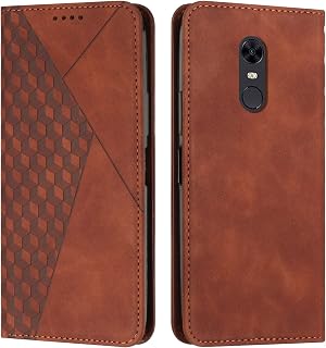 KOUYI Funda para Xiaomi Redmi 5 Plus/Redmi Note 5, PU Cuero Flip Folio Carcasa [Magnético][Soporte Plegable][Ranuras para Tarjetas],Capa Tipo Libro Flip Case Wallet,Antigolpes Cover (Marrón)