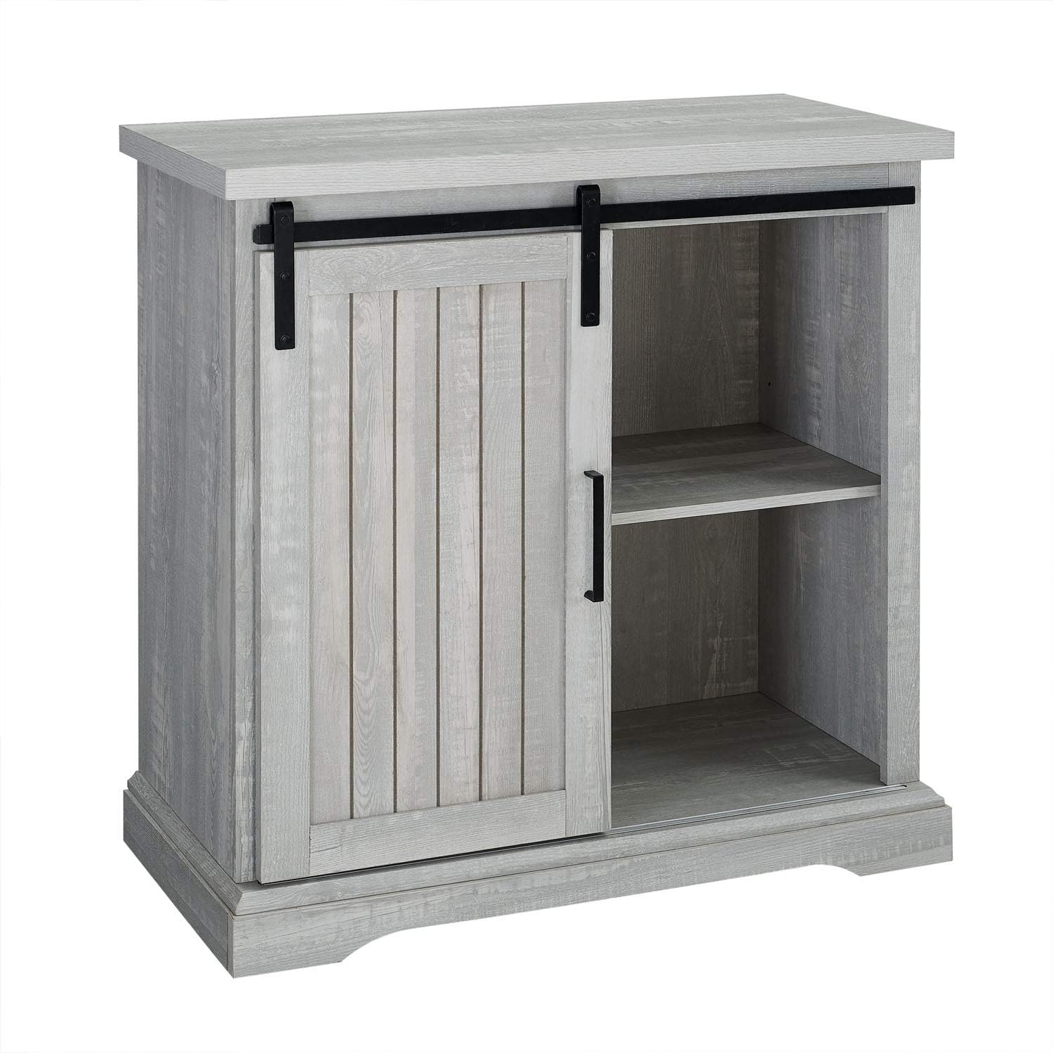 Eden Bridge Designs 32" Modern Rustic Cottage Country Farmhouse Sideboard/ TV Stand/ Storage Cabinet with Sliding Door - Stone Grey