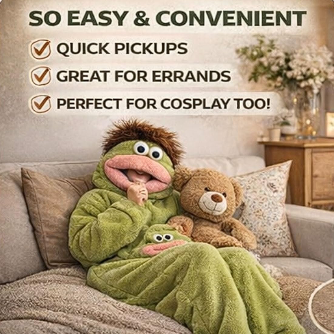 Monster Onesie, Big Mouth Monster Onesie, zabawna piżama Monster głupia, nadająca się do noszenia Onesie, unisex pluszowa odzież domowa na imprezę zdjęciową