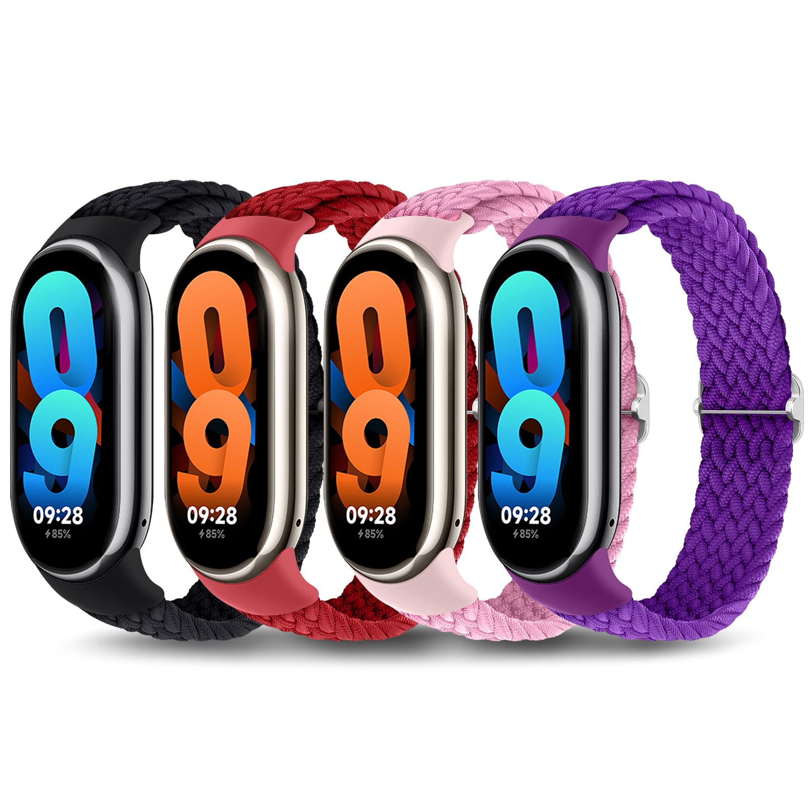 EIHAIHIS Correa de repuesto de 4 piezas compatible con Xiaomi Band 8, ajustable de nylon tejido elástico de un solo anillo para Xiaomi Band Mi Band 8 Smartwatch Accesorios