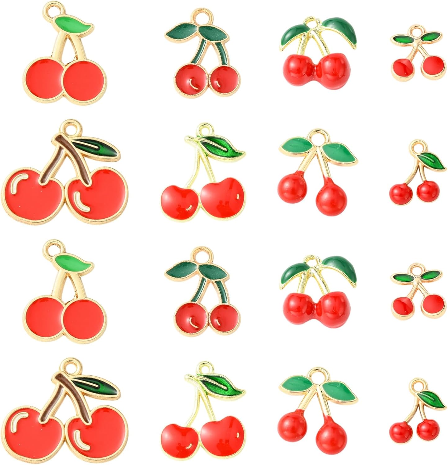 KitBeads 40Pcs 8 Styles Enamel Cherry Charms Summer Sweet Fruit Charms Mixe Shape Red Cherry Pendants for Jewelry Making Bracelets Earrings Crafts