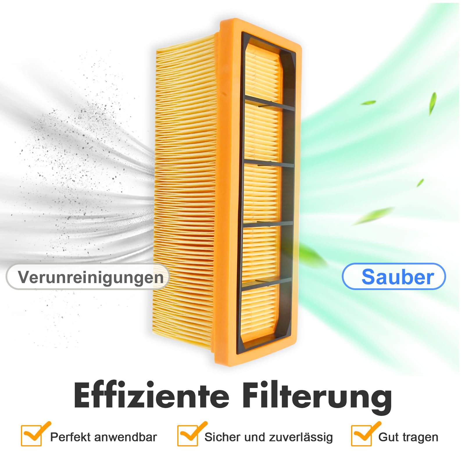 Hoypeyfiy 3er-Pack 6.414-498.0 Flacher Faltenfilter, Ersatz für Kärcher 2501, Ersatz für Kärcher 2501 TE, Ersatz für Kärcher 2601, Ersatz für Kärcher 2601 plus