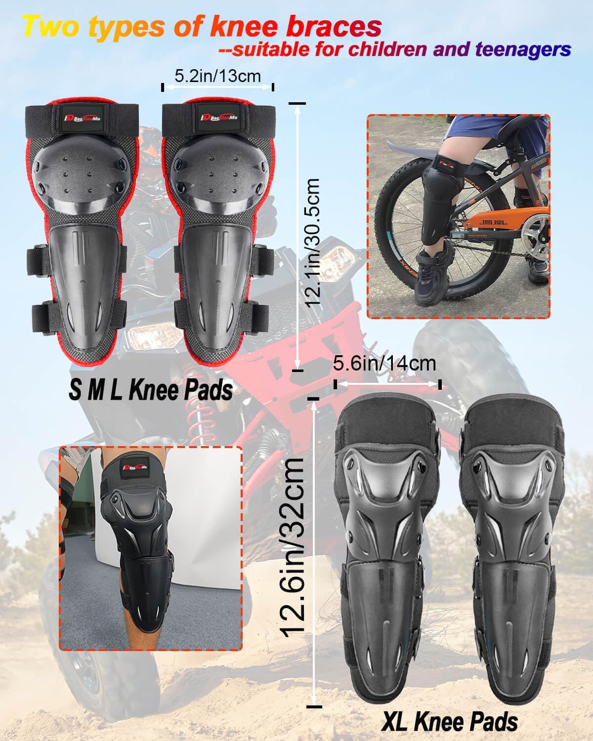 Teenager Youth Chest Back Protector, Kids Dirt Bike Gear for Motocross Armor, Adjustable Motorcycle Jacket with Knee Pads for MTB ATV Cycling Skating Skateboard