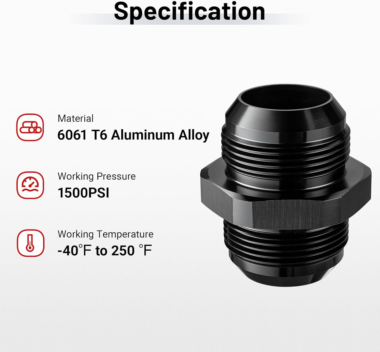 EVIL ENERGY 20AN Male to 20AN Male Flare Straight Union Coupler Fitting Coupling Aluminum Black 2PCS