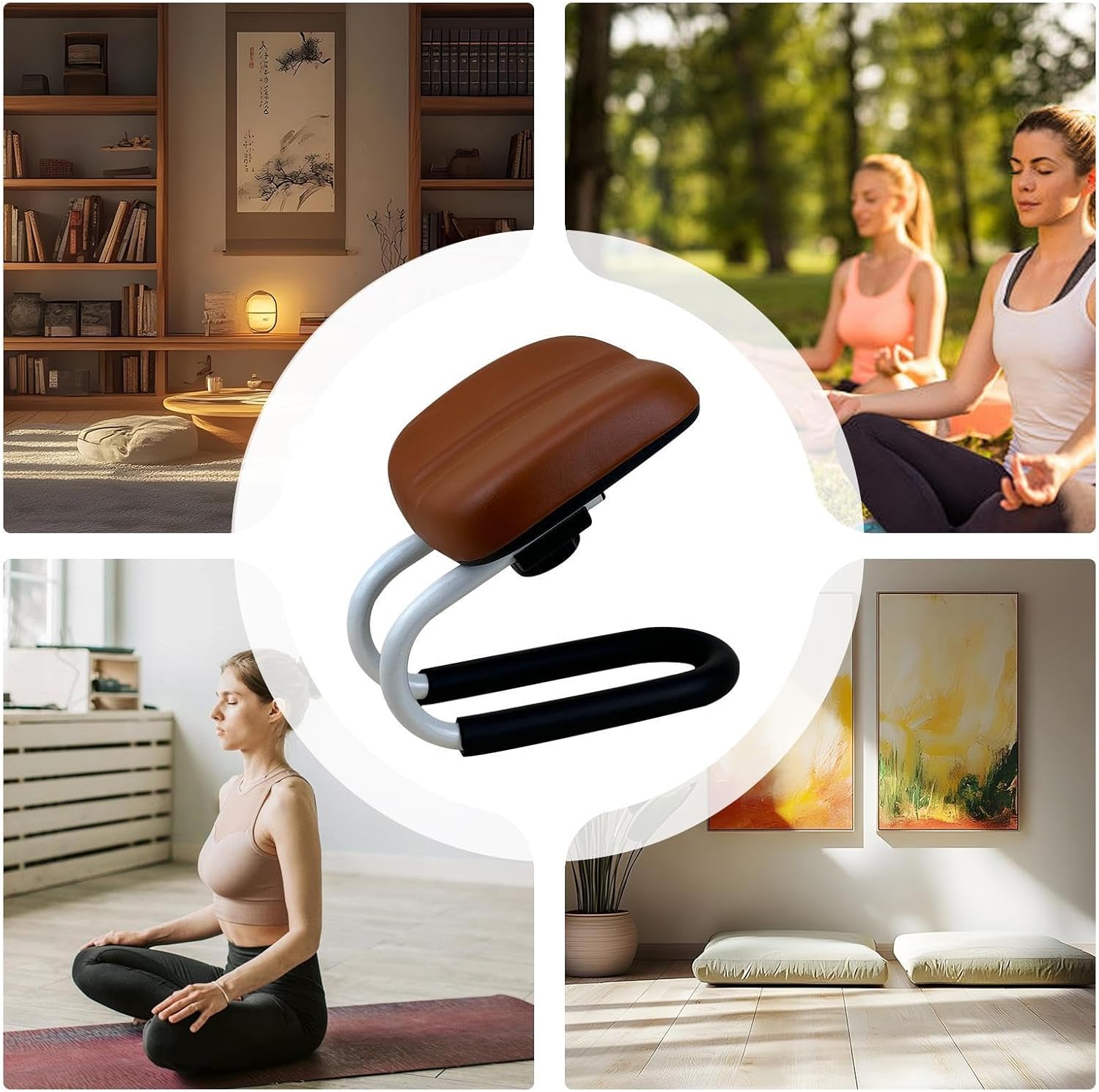 Meditation Stool - Adjustable Height Kneelers, Bench Seat with Sponge Cushion for Comfort, Meditation Accessories Non-Slip Leg Sleeve, Portable Chair for Home Yoga Studio, Relaxation Praying Support