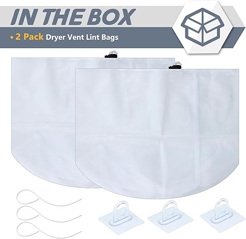 Miniatura 8 de Flamorrow Paquete de 2 bolsas de pelusa de ventilación para secadora, trampas de pelusa de ventilación para secadora para interiores y exteriores,