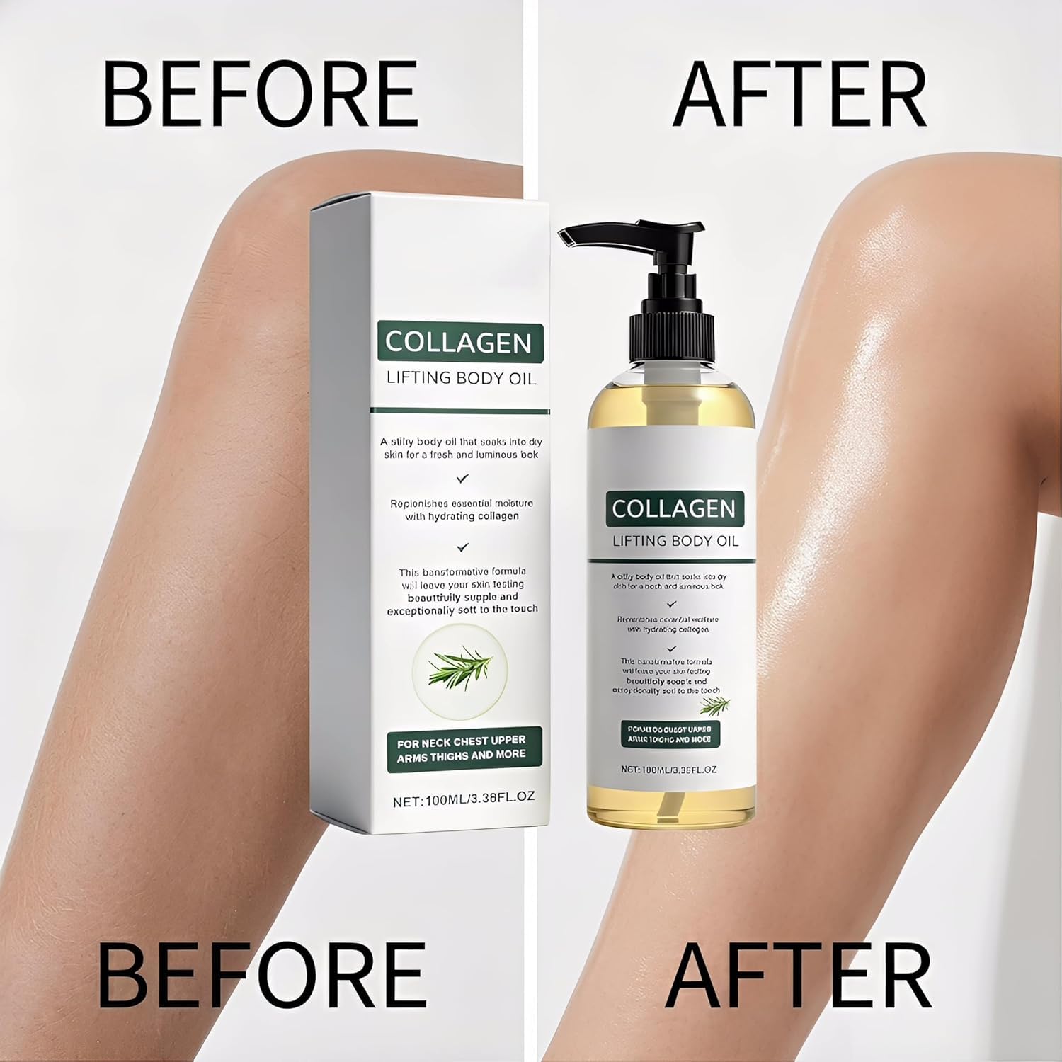 2 flaconi di olio al collagene,Collagen Body Oil,Olio per il corpo lifting al collagene,Idrata e leviga la pelle, olio al collagene per il corpo e il viso, Oli da massaggio per gambe e corpo intero