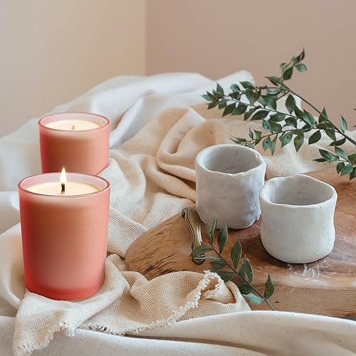 Miniatura 4 de Tarros gruesos para hacer velas, 16 unidades, tarros vacíos de 7 onzas con tapas de madera para hacer velas, contenedor de muestra, rosa esmerilado