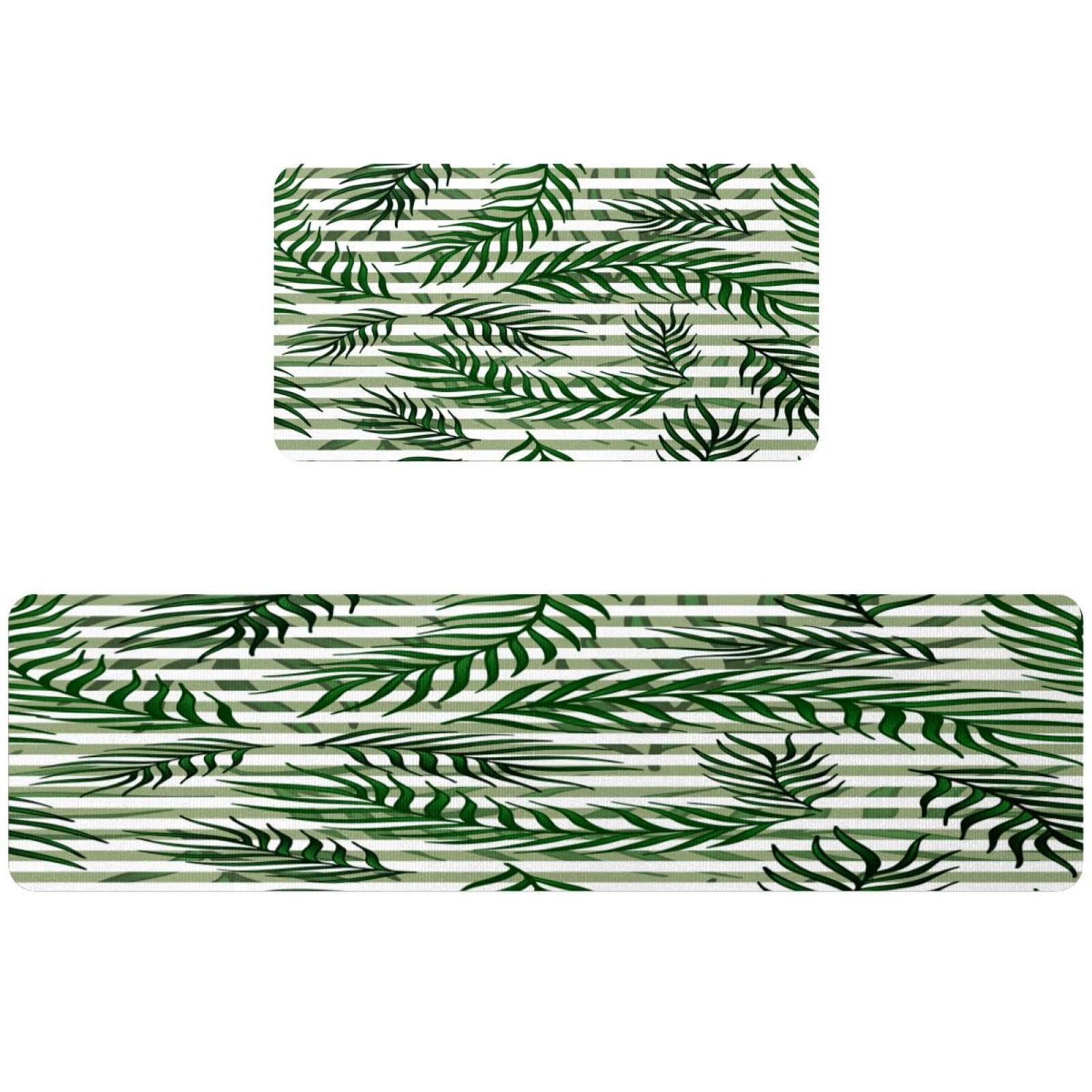 Tapetes de cocina para evitar resbalones VAPOKF con diseño botánico
