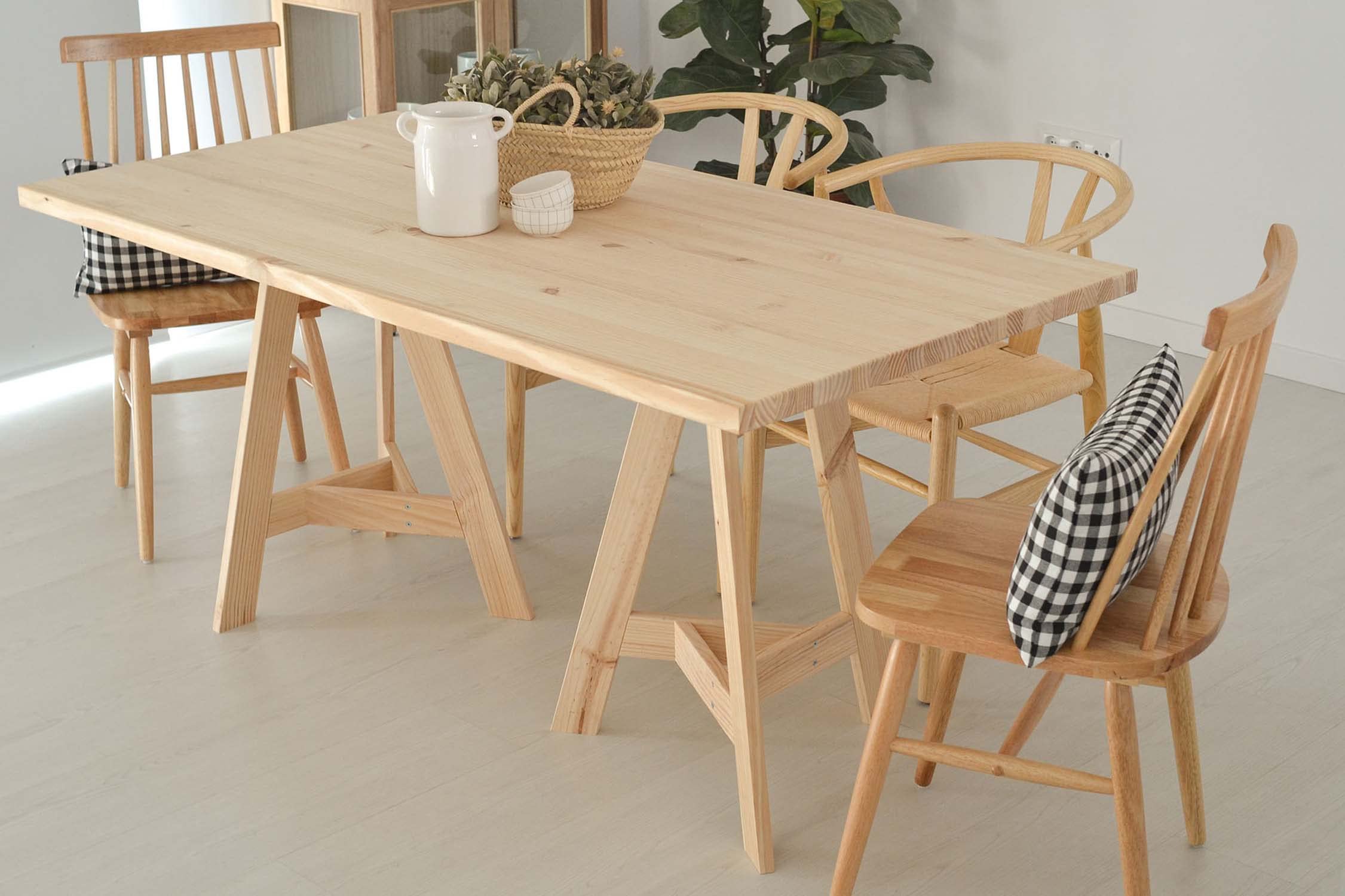 Tablero de madera de pino para mesa comedor 160x70 cm, gran grosor de 3 cm