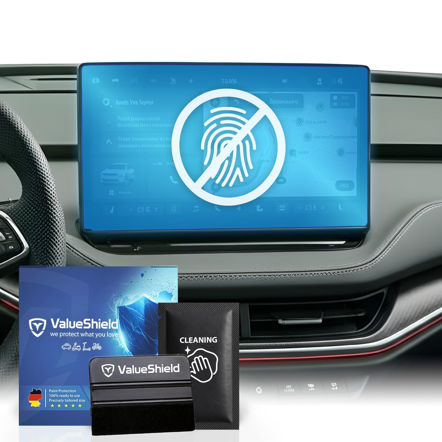 Anti-Fingerabdruck Displayschutzfolie Matt passend für Skoda Octavia 4 2024-2027 Facelift: 13 Zoll Tacho, Radio, Multimedia, Navi, Bildschirm, Infotainment Touchscreen Entspiegelung