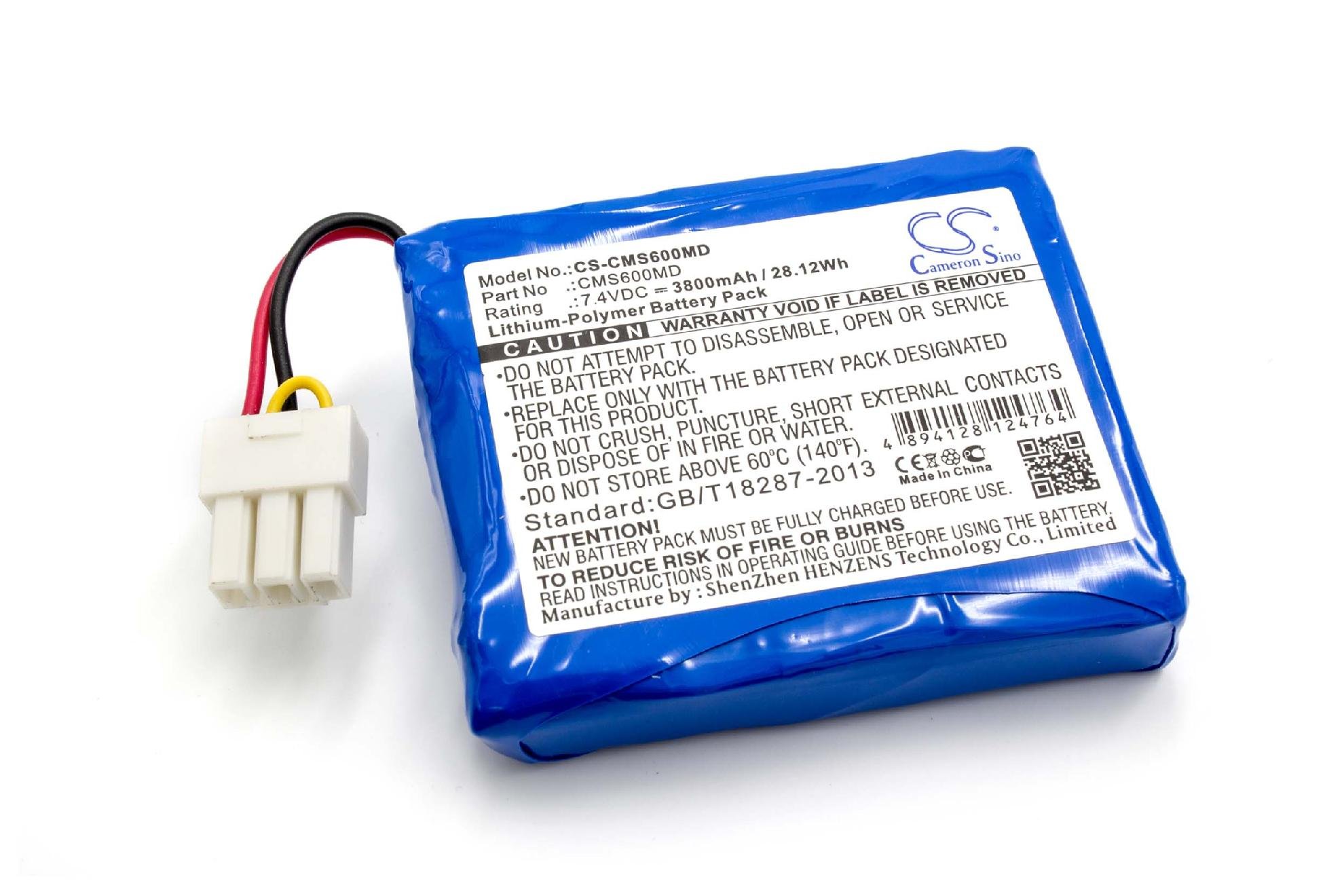 vhbwBattery replacement for Contec CMS600MD for Medical Equipment - monitoring system (3800mAh, 7.4V, Li-Polymer)