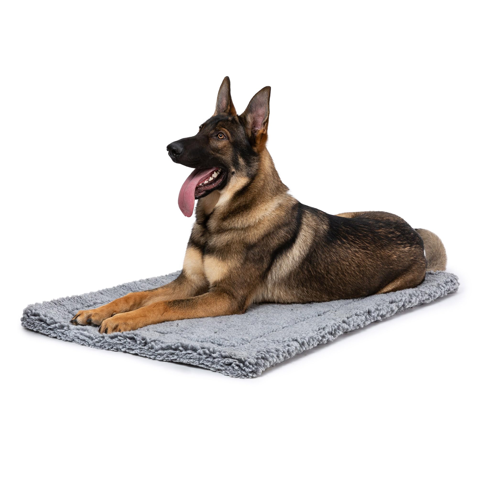 Pelzin Stoutwool Chew Proof Dog Bed - Fluffy Chew Resistant Dog Crate Pad - Tough Kennel Pad for Aggressive Chewers - Washable, Ideal for Extra Large Breeds & Fits L 122cm Crate - 119x74x5cm, Charcoal