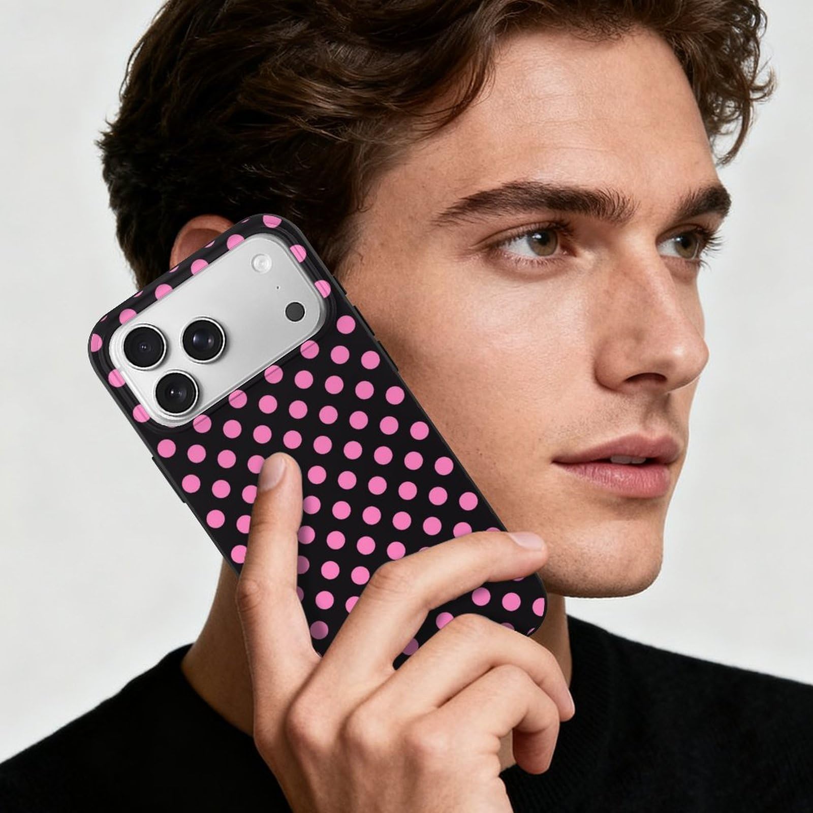 Amazon.com: TZTTZT Pink Polka Dot Black Print Compatible with