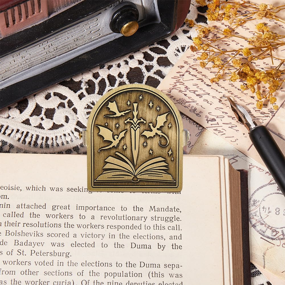 CRASPIRE Journal Cilp Sword Dragon Metal Book Clips Travelers Notebook Vintage Brass Decorative Page Binder Clamp File Holder Baroque Bookmark for Planner Bookish TN Art Documents Reading Accessory
