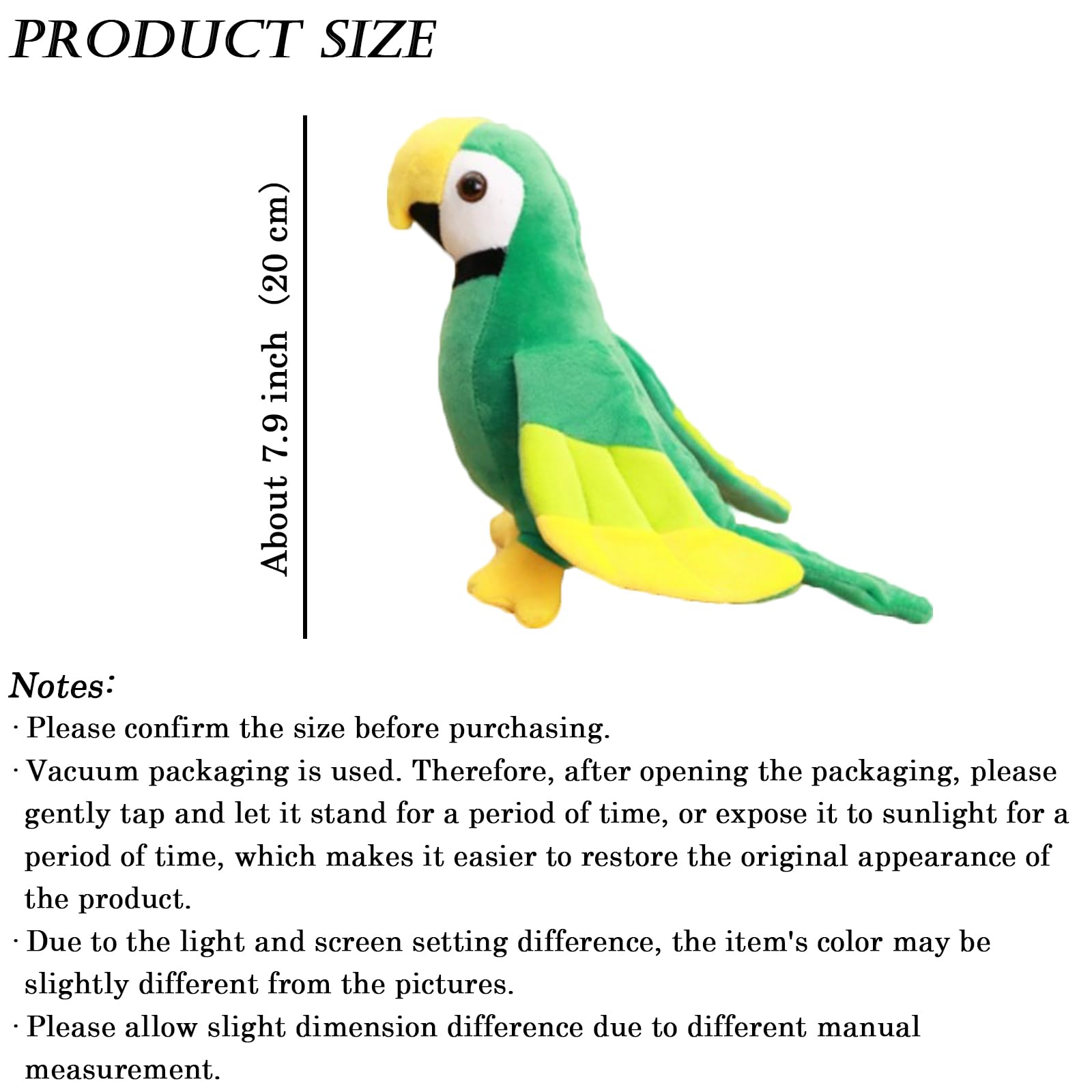 zhidiloveyou 7.9" Parrot Stuffed Animal Plush Cute Small Bird Toy Gifts for Girls Boys, Green - Image 5
