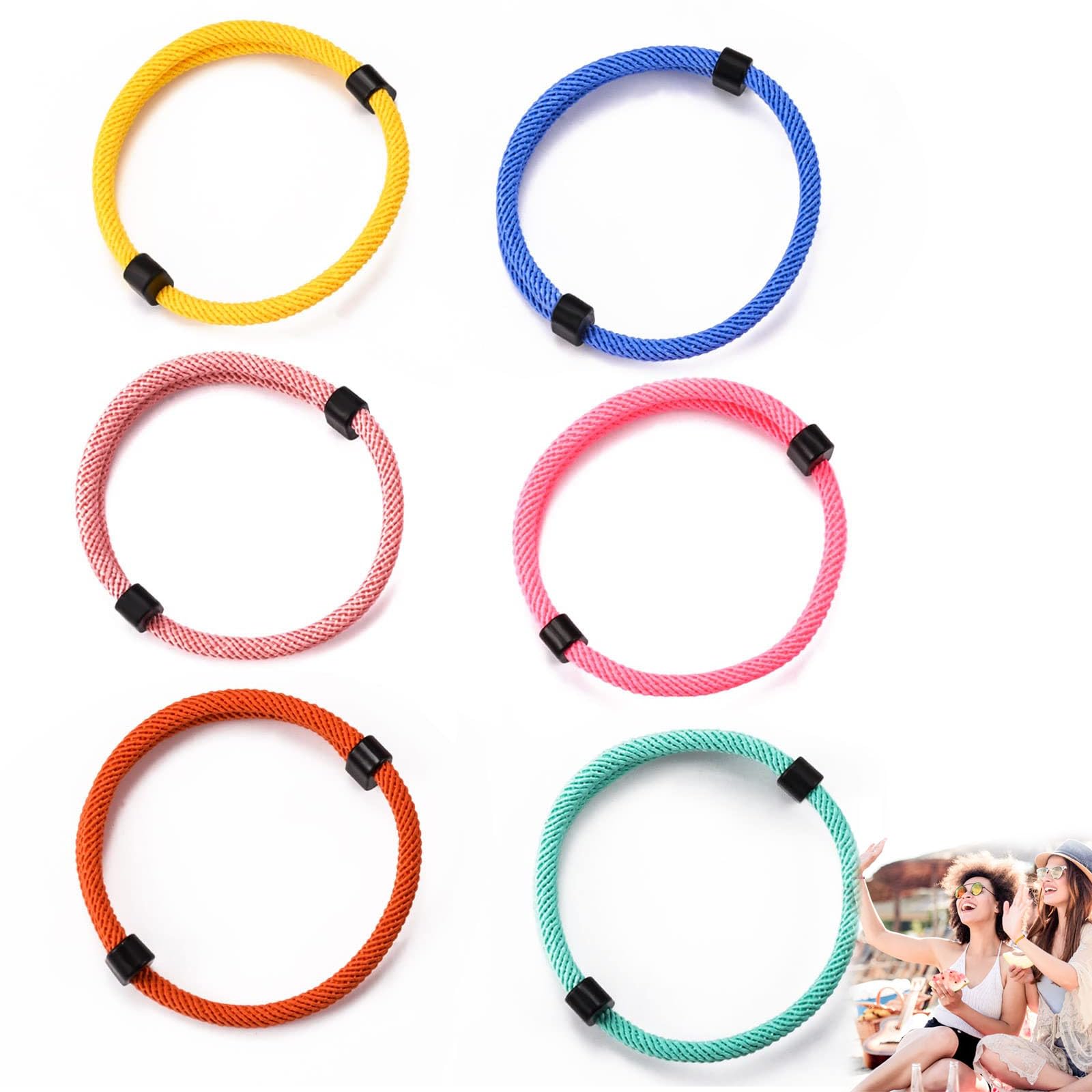 6 Pcs Nautical Braided Rope Bracelets Colorful Set for Men Women Waterproof Adjustable Braided Cord Friendship Rope Bracelet Handmade Navy Marine String Bracelet with Metal Knot Woven