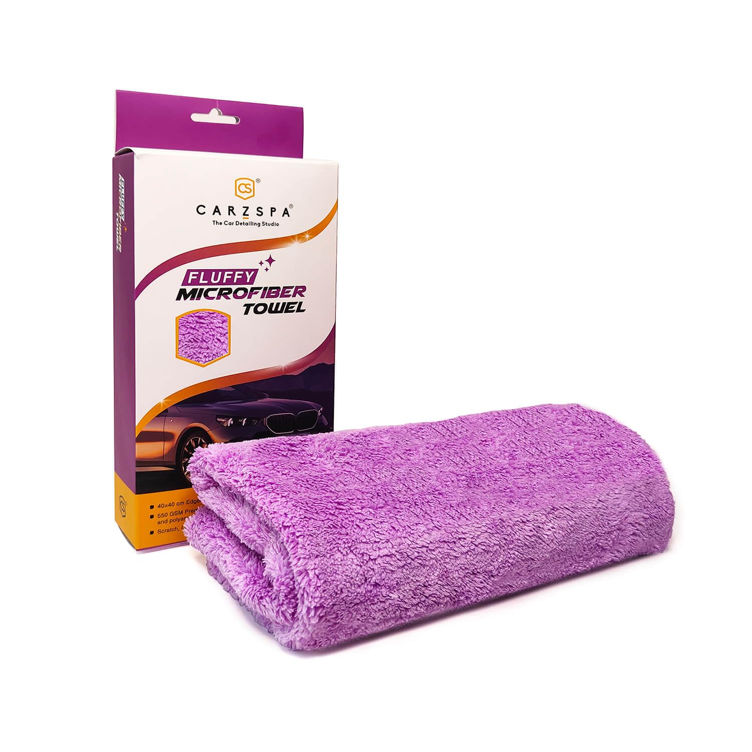 CARZSPA 550gsm Edgeless Fluffy Microfiber Towel for Car and Bike Cleaning Scratchless Drying and Detailing (40x40cm)-image-31