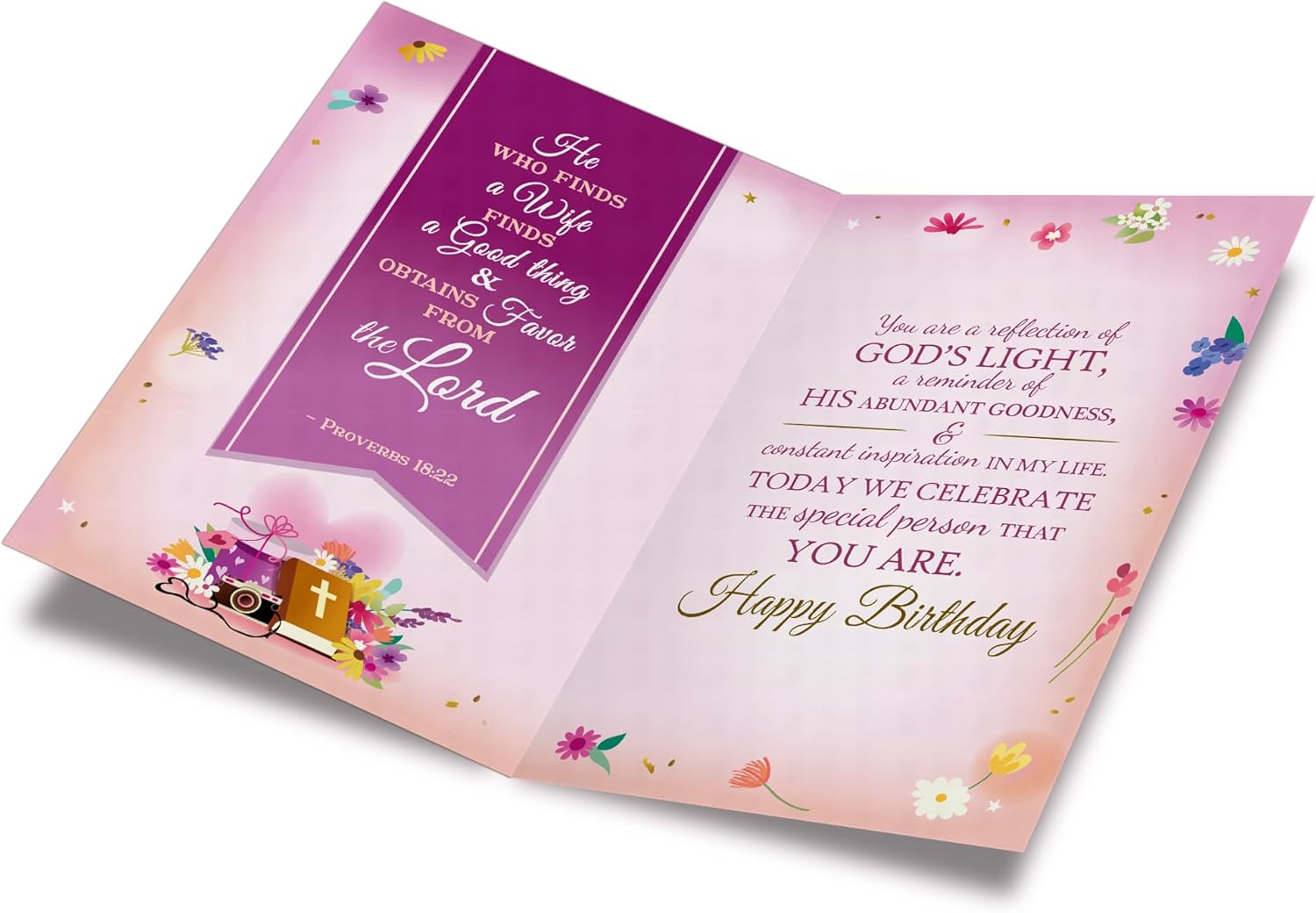 Prime Greetings Religious Birthday Card For Wife, Made in America, Eco-Friendly, Thick Card Stock with Premium Envelope 5in x 7.75in, Packaged in Protective Mailer - Image 2