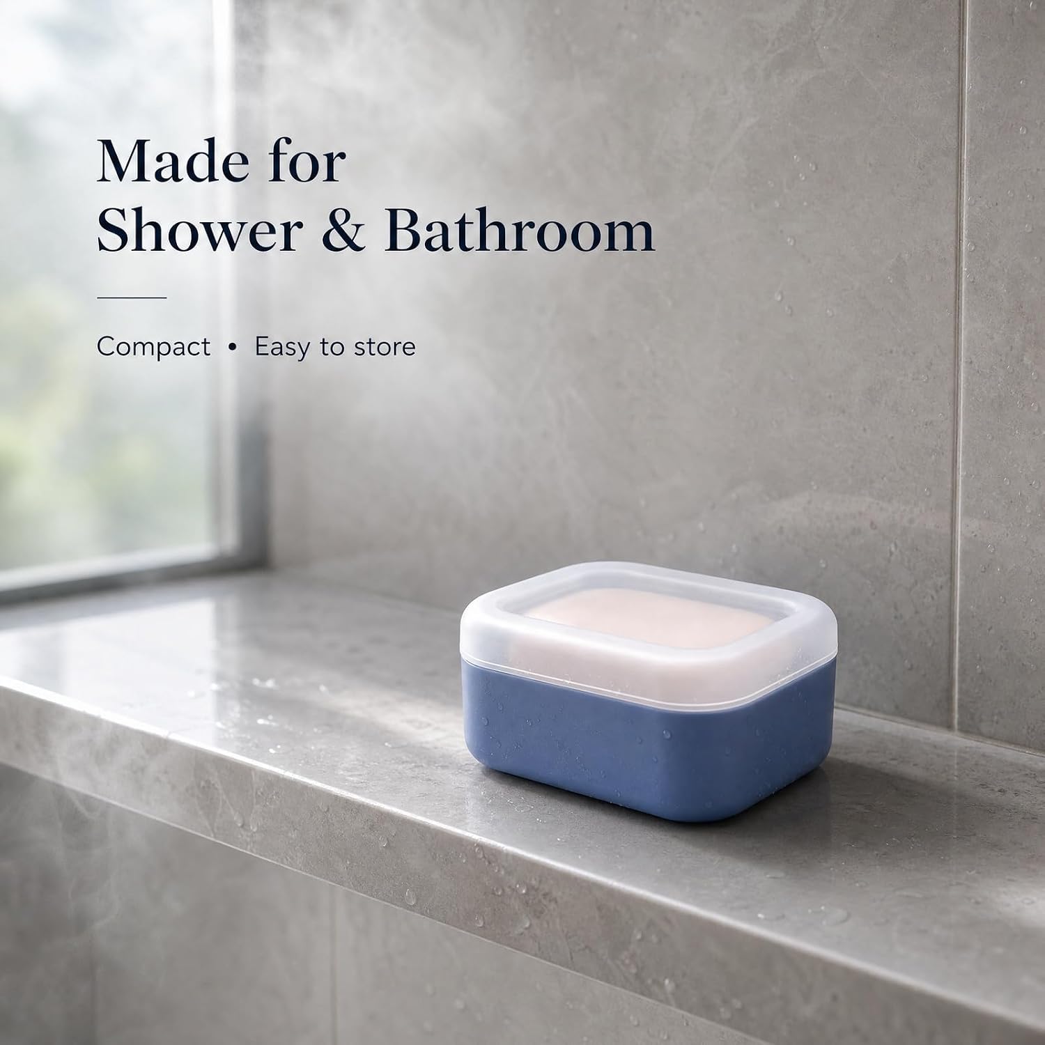Compact Silicone Soap Case, Travel-Sized Leakproof Soap Holder, Portable Bar Soap Container for Shower, Gym, Camping, Bathroom (Blue)​ image 5