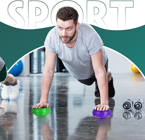 Miniatura 7 de Hungdao Paquete de 12 cápsulas de equilibrio de estabilidad, puntos con bomba de aguja, media punta, bóvedas de pelota de fitness para hombres y