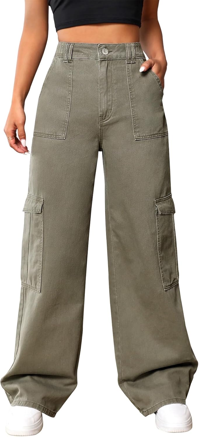 Cargo Pants Women High Waist Baggy Cargo Jeans Relaxed Fit Y2K Streetwear Pants Casual Combat Military Trousers. - Image 2