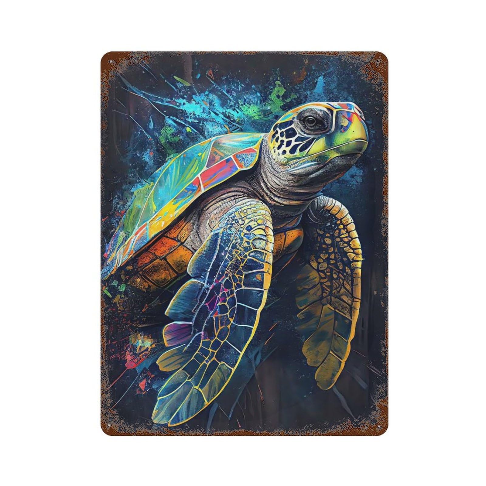 Garage Style The Patient Turtle Decorative Tin Sign 15.7"x11.8", Industrial Home Decor for Bar And Workshop