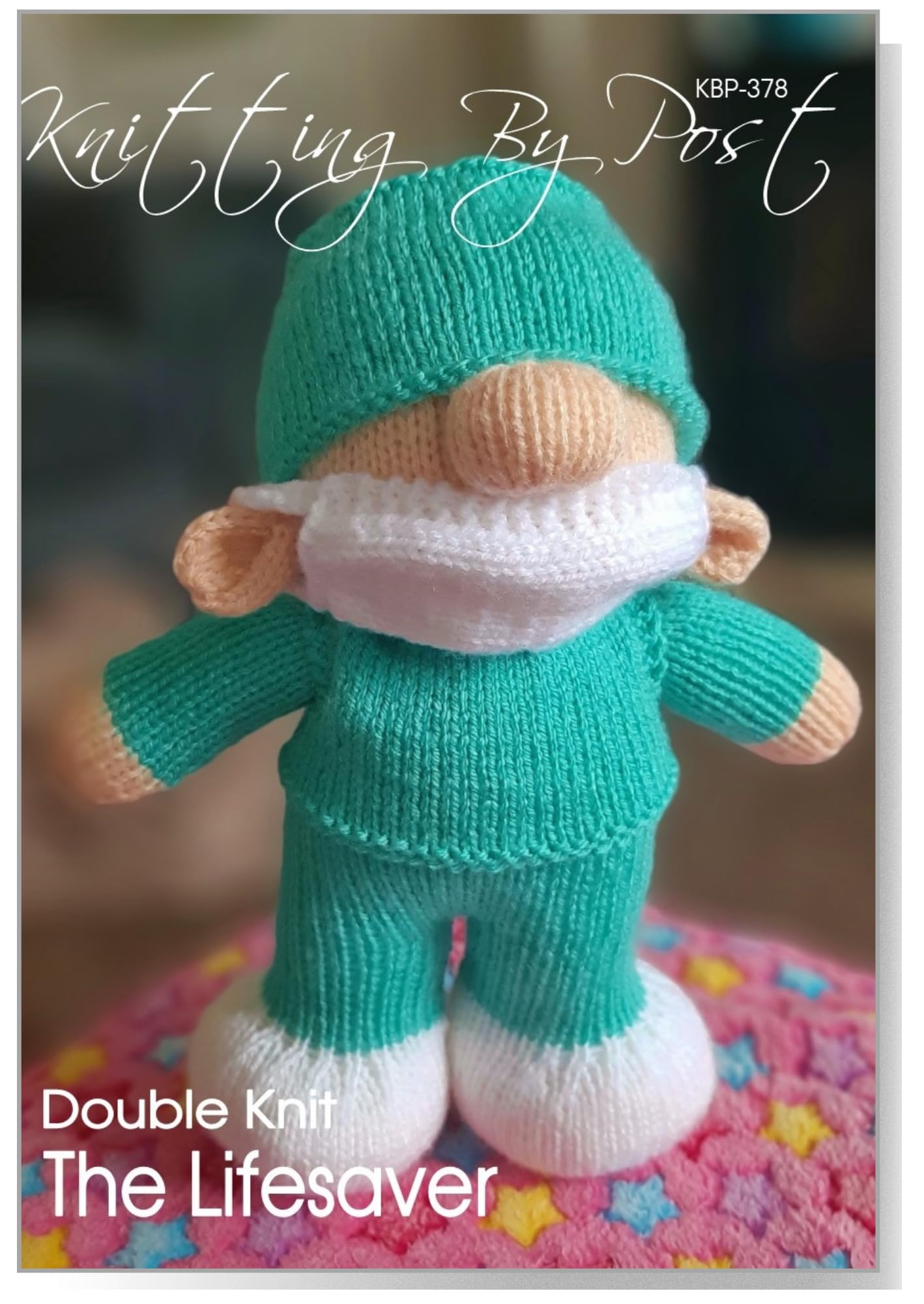 Knitting By Post Blue Knitting Pattern - Lifesaver Doctor Toy, A5 Leaflet For Beginners & Intermediate, Compact Easy-To-Follow Uk Design