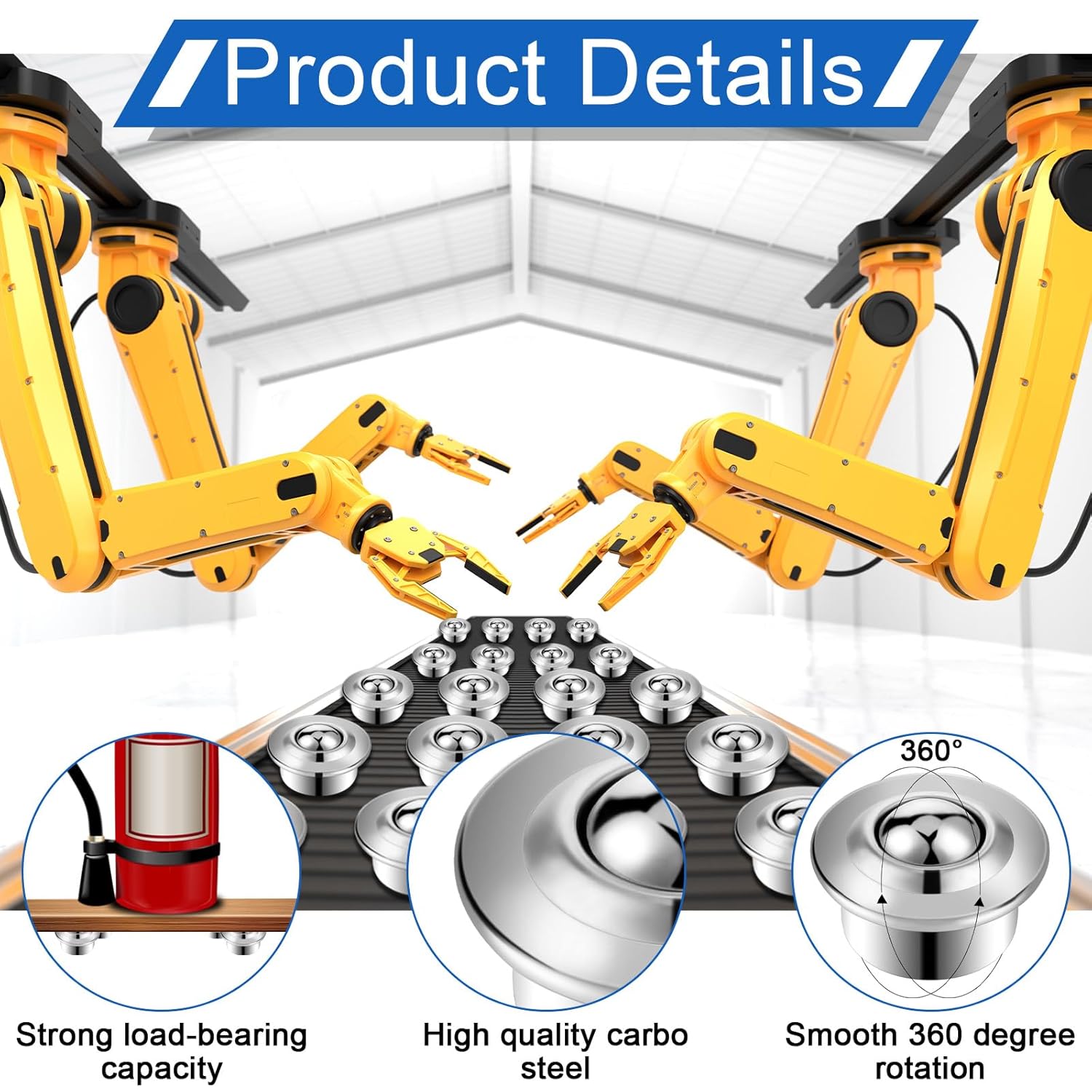 30 Pcs 5/8 Inch Roller Ball Transfer Bearings, Carbon Steel Round Ball Transfer Unit, Universal Rotation Roller Ball Casters for Conveyor, Roller Stand, Transmission (Cy-15h, 1.2 x 0.8 Inch)