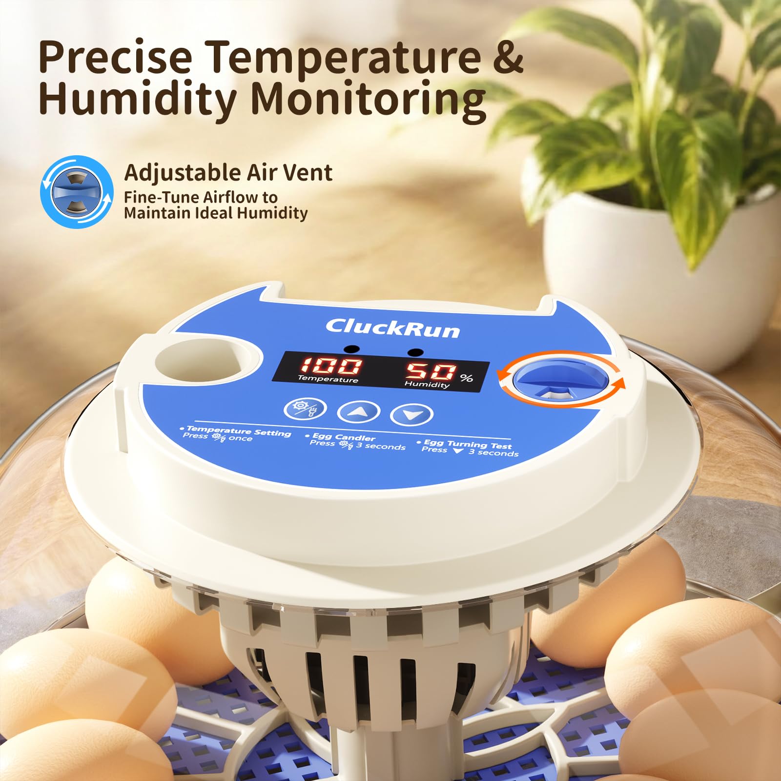 Incubatrice per uova, visualizzazione temperatura e umidità, rotazione automatica delle uova, candela per uova, incubatrici per uova da cova, ricarica automatica per bottiglie d'acqua, 12 incubatrici