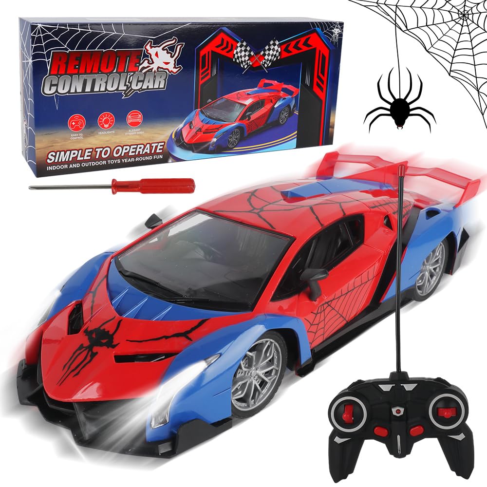 Mineup Remote Control Cars Spider Toys for 3 4 5 6 7 8 Year Old Boys, 1:14 High Speed Sports Racing, RC Drift Car with LED Light for Boys Girls Age 3-12 Kids Car Games Indoor Outdoor Birthday Presents
