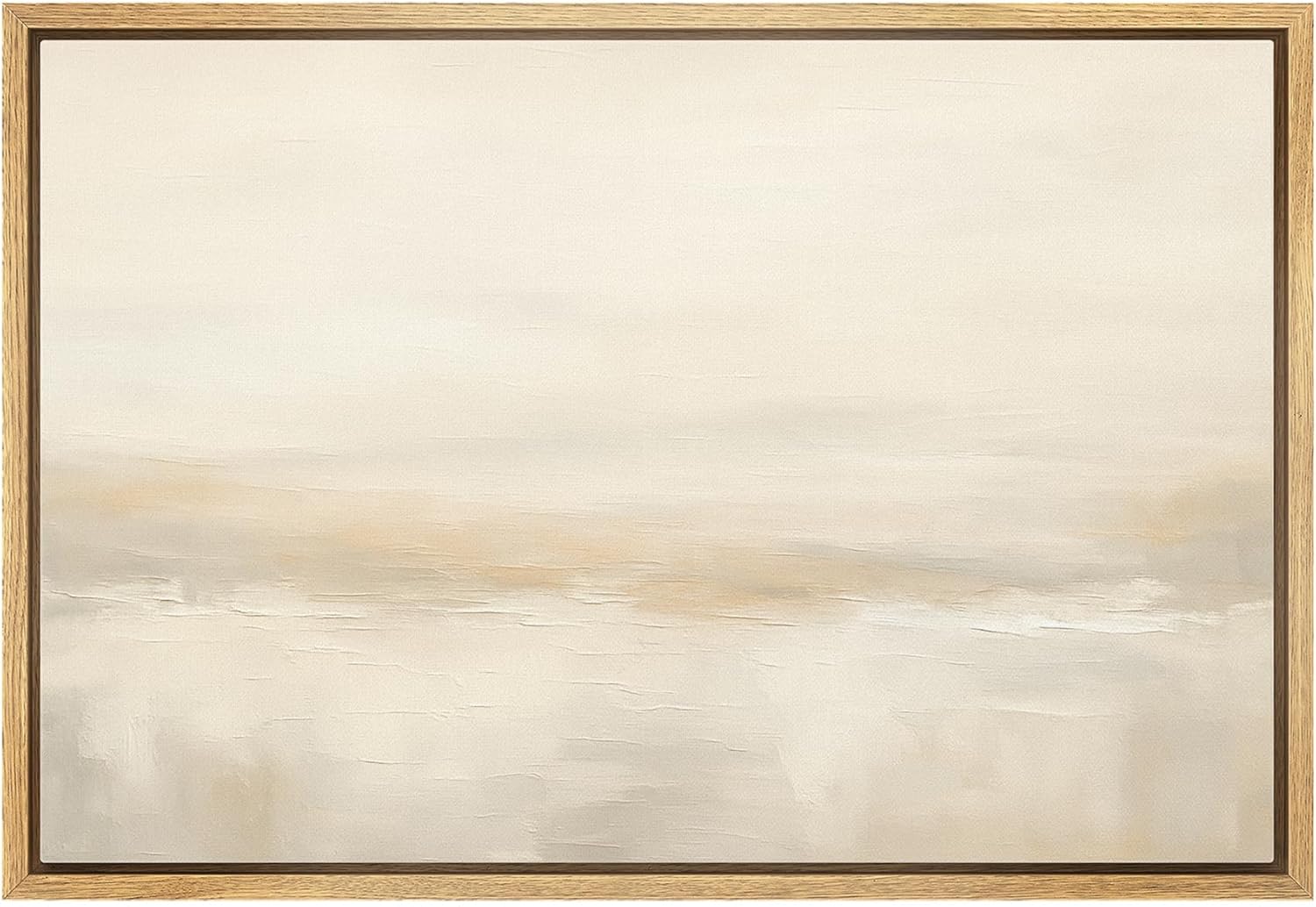 MUDECOR Framed Canvas Print Wall Art Neutral Abstract Horizon Minimalist Beige Landscape Illustrations Modern Art Chic Multicolor for Living Room, Bedroom, Office - 24"x36" Natural