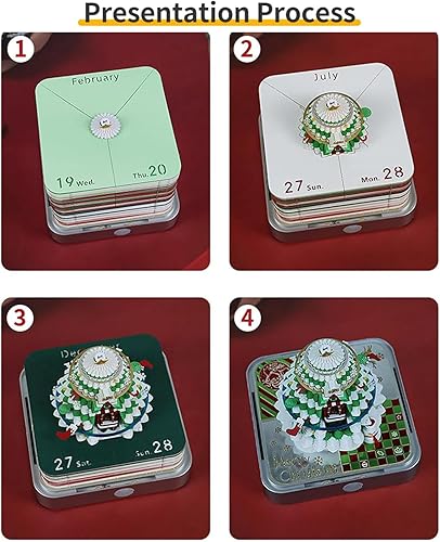 Miniatura 5 de Calendario 3D 2026, calendario de escritorio 2026, bloc de notas de arte de papel 3D con luces LED, calendarios creativos 3D de notas artísticas,