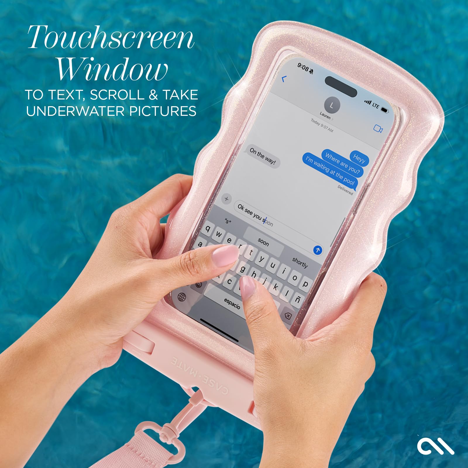 Case-Mate Étui de téléphone étanche IP68 ondulé - Grand étui de téléphone Flottant avec Cordon à bandoulière - Équipement de Voyage en Bateau de croisière Compatible avec Tous Les appareils - Poche